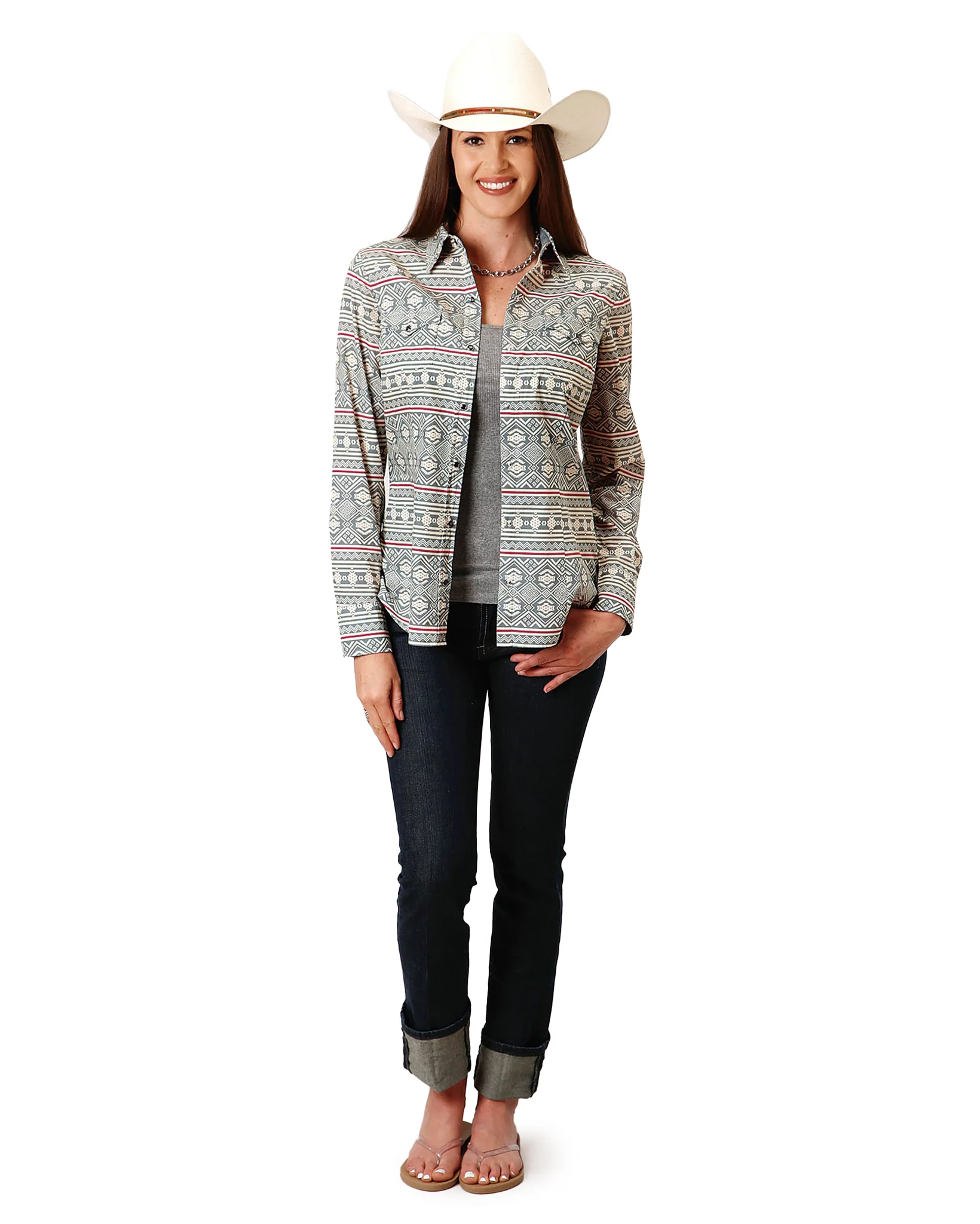 Women's Long Sleeve Tribal Western Shirt - Image 3