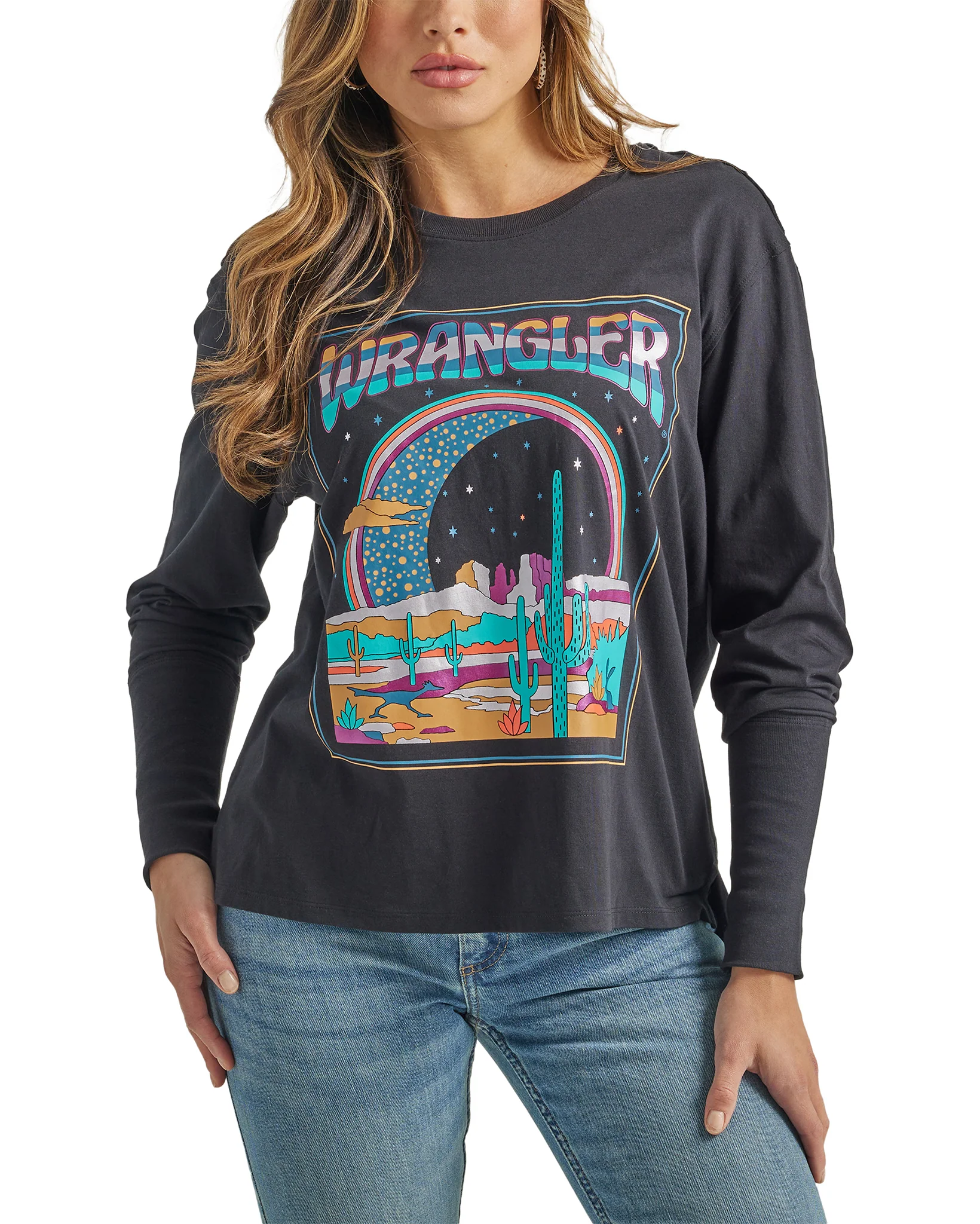 Women's Retro Oversized Long Sleeve Graphic T-Shirt