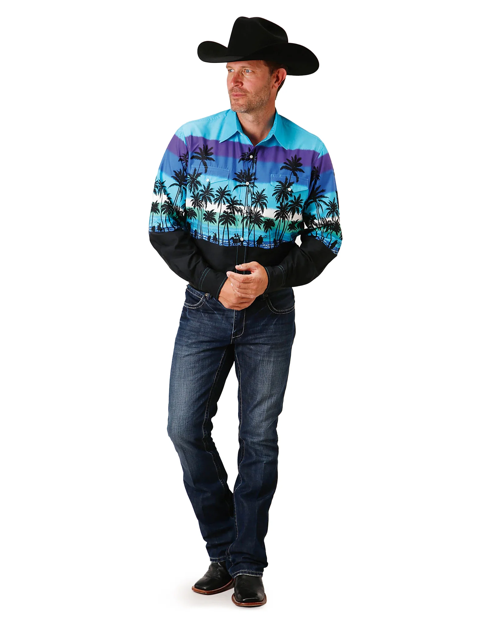 Men's Long Sleeve Beach Roundup Border Western Shirt - Image 3