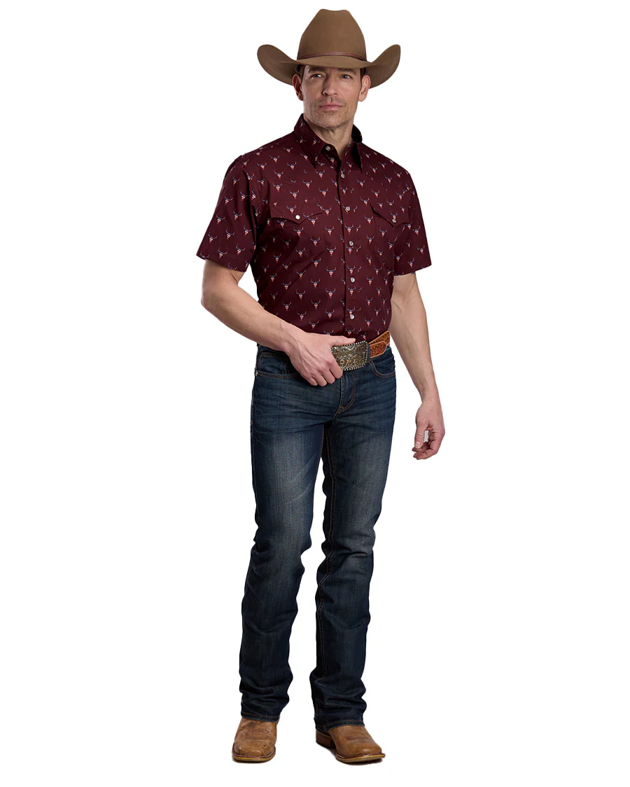 Men's Skull Print Western Snap Shirt - 03-002-0064-1303 Wi - Image 2