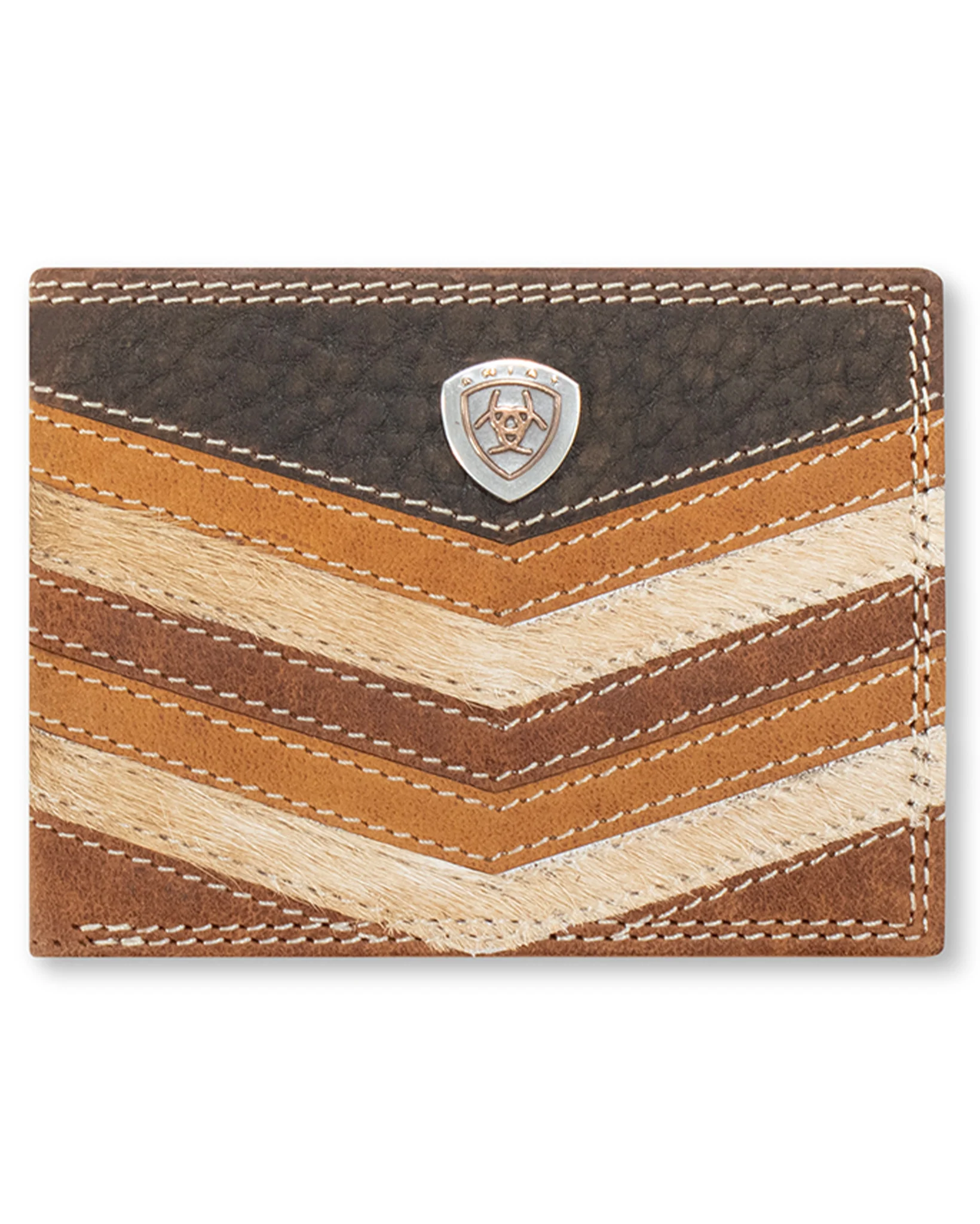 Men's Calf Hair Chevron Patchwork Wallet