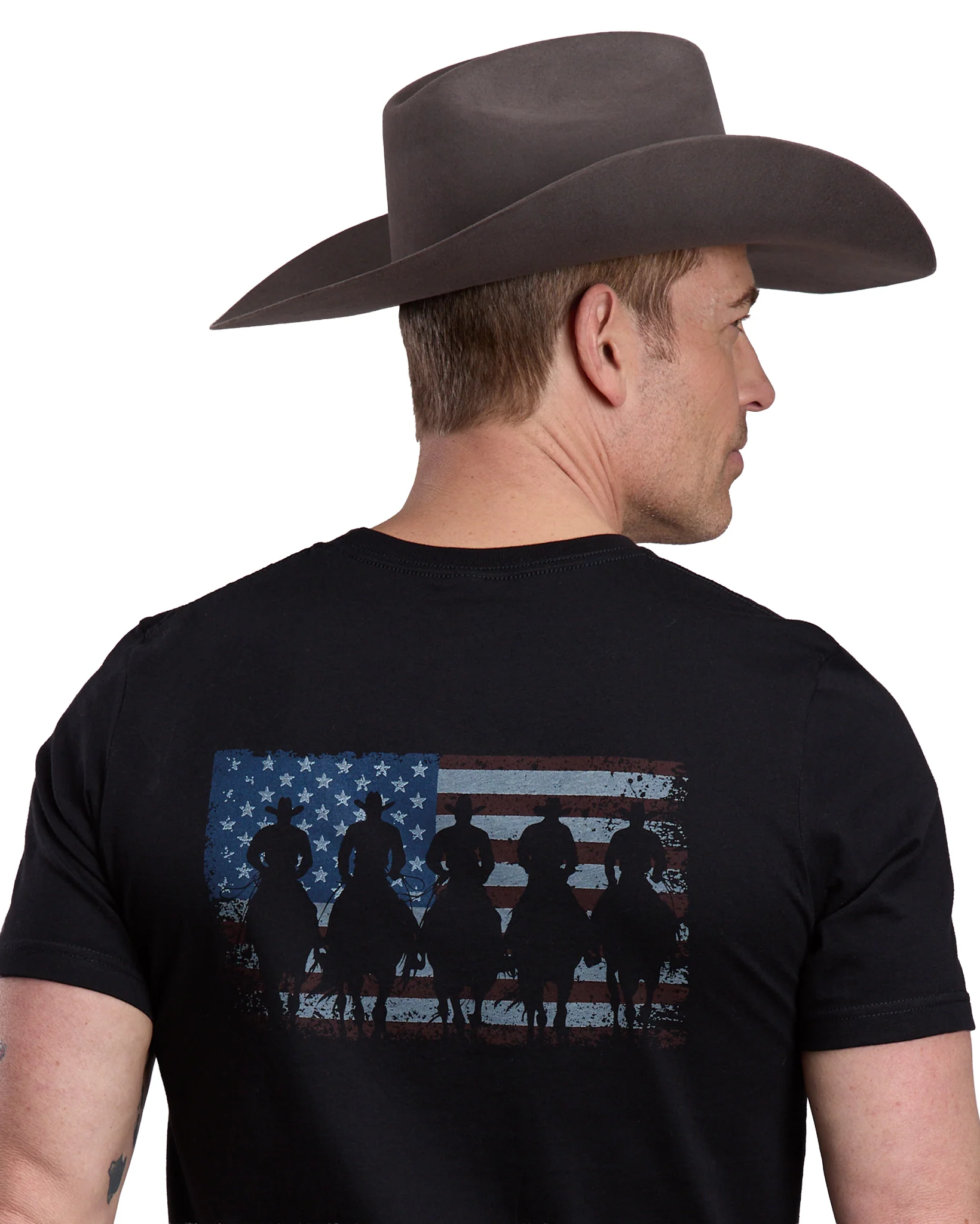 American Flag With Horseman Shiloutte Shirt - 03-076-0185-0122 Bl - Image 2