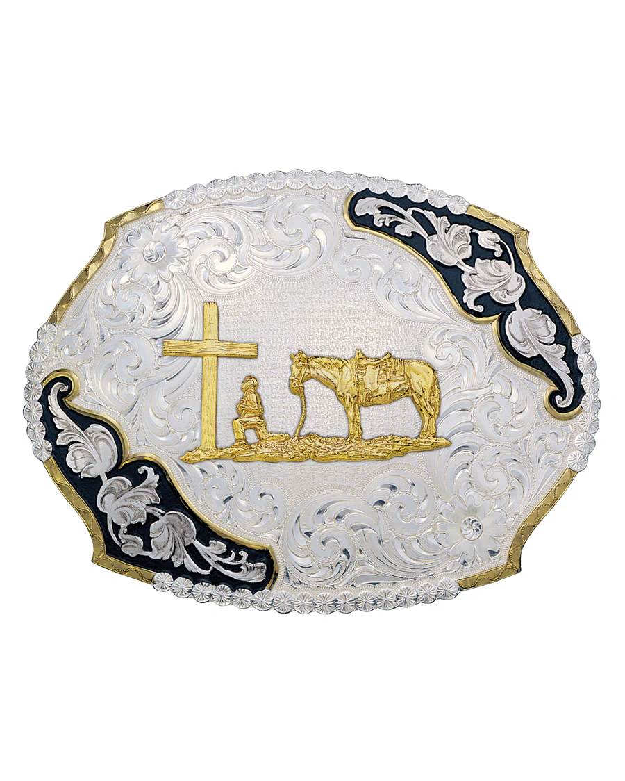Antique Leaves Christian Cowboy Buckle