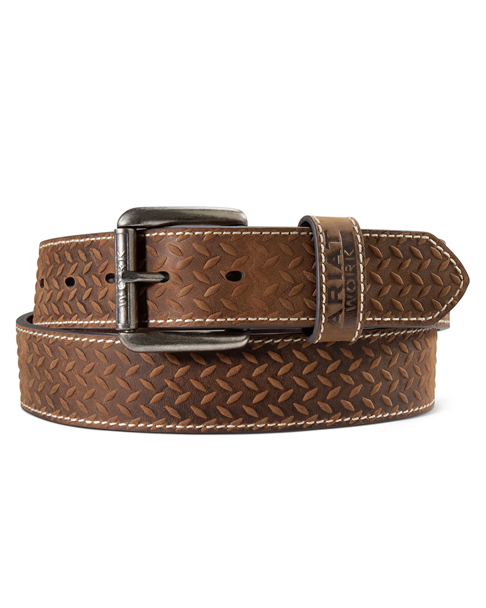 Men's Diamond Plate Leather Work Belt