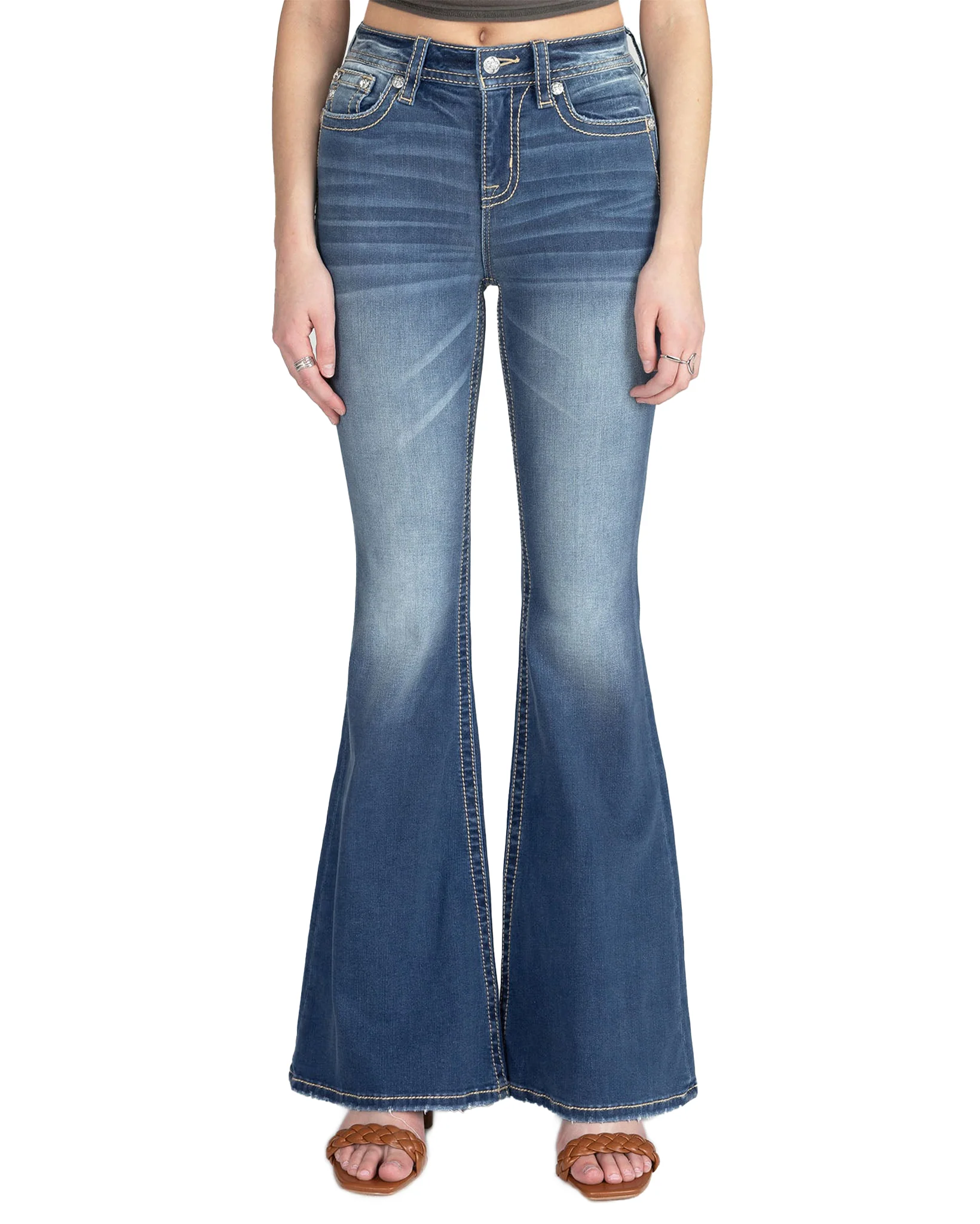 Women's Classic Flared Denim Jeans - Image 2