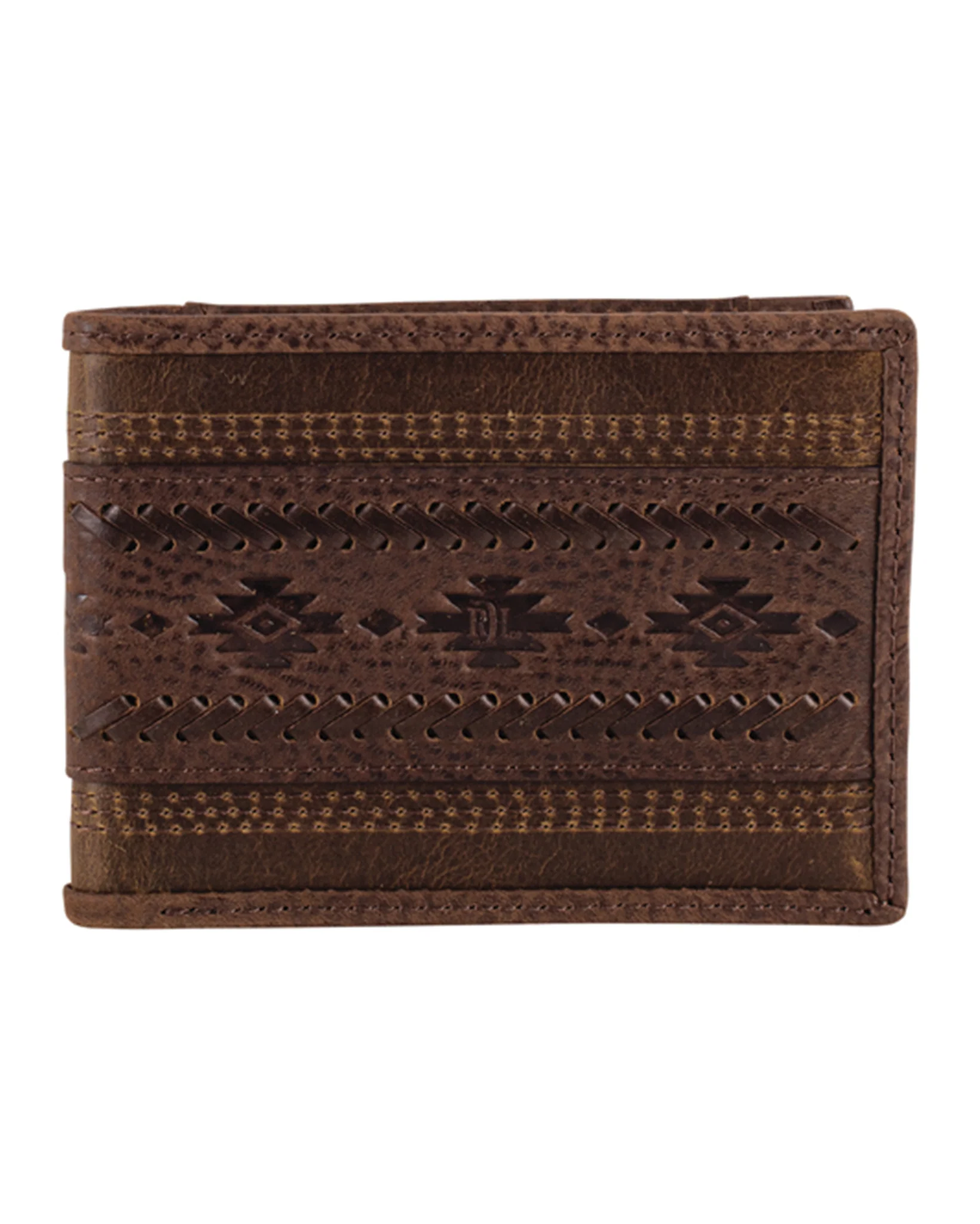 Embossed Bifold Wallet With Whip Stitch