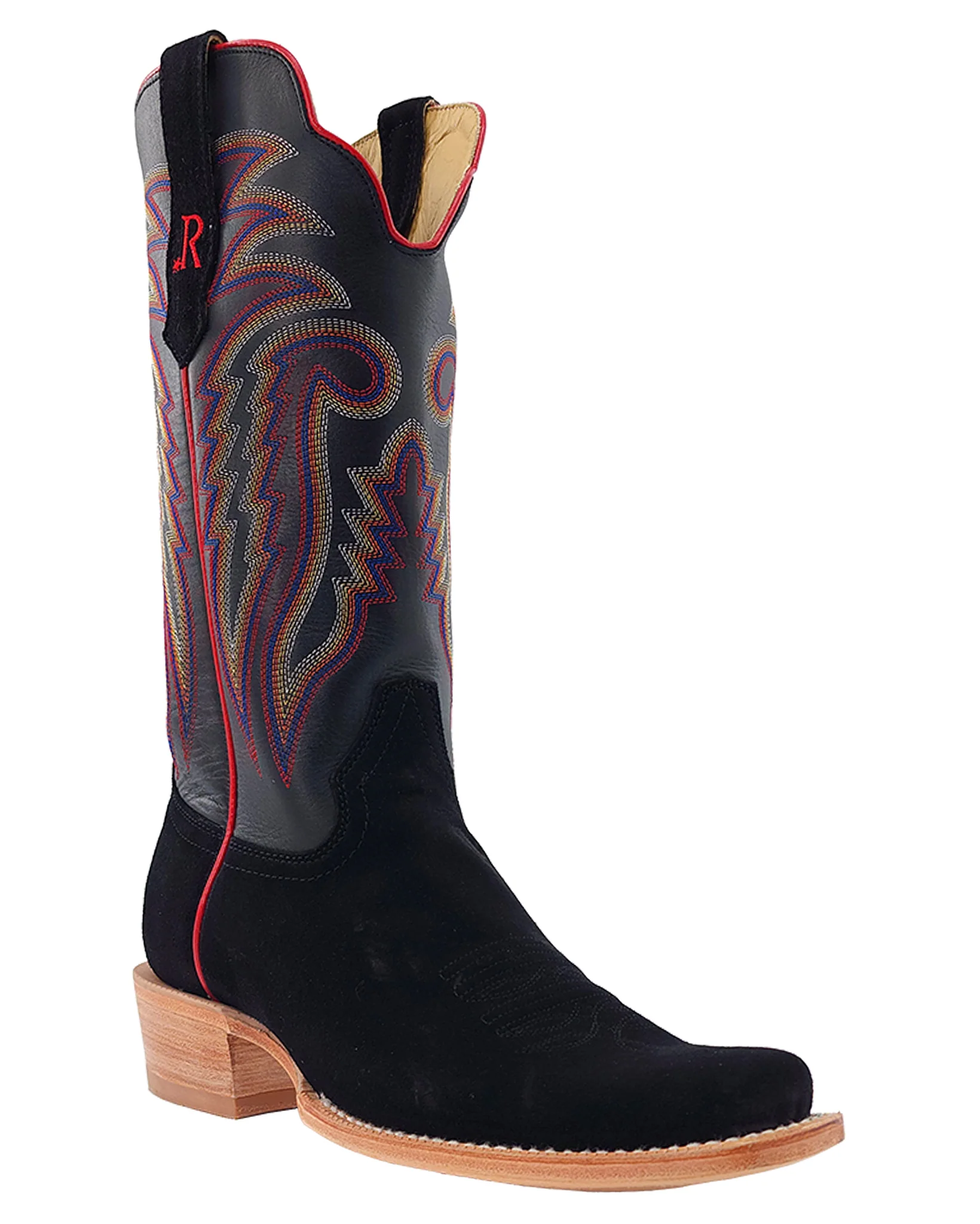 Men's Black Roughout Cowhide Western Boots