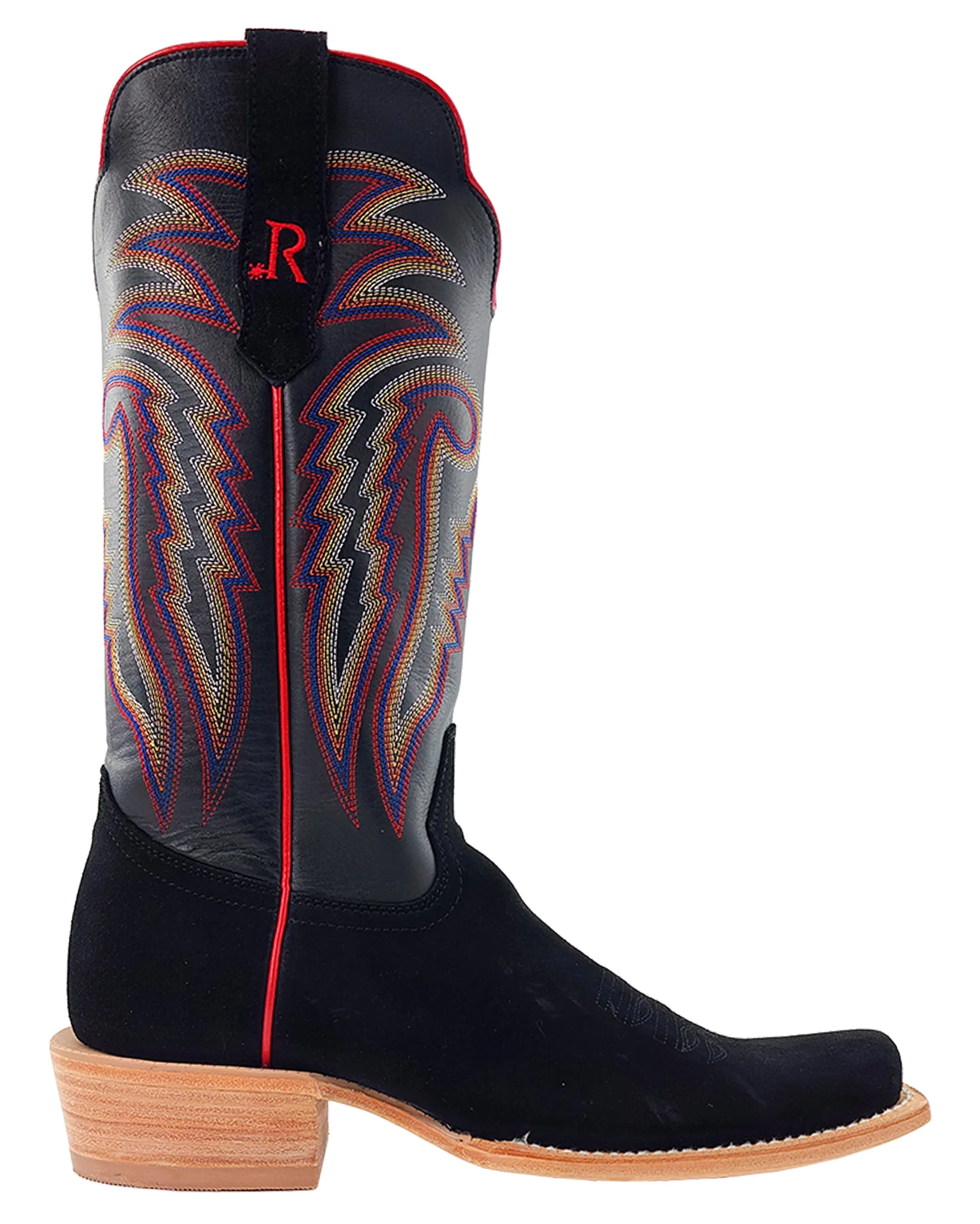 Men's Black Roughout Cowhide Western Boots - Image 2