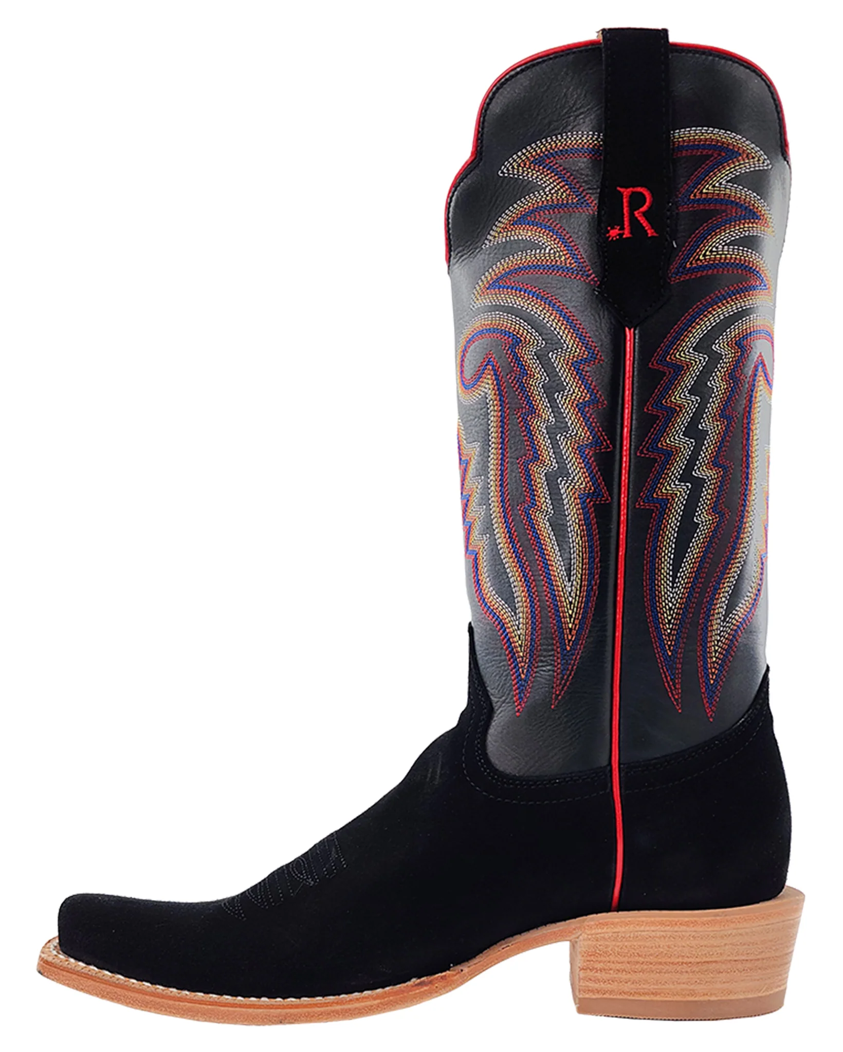 Men's Black Roughout Cowhide Western Boots - Image 3