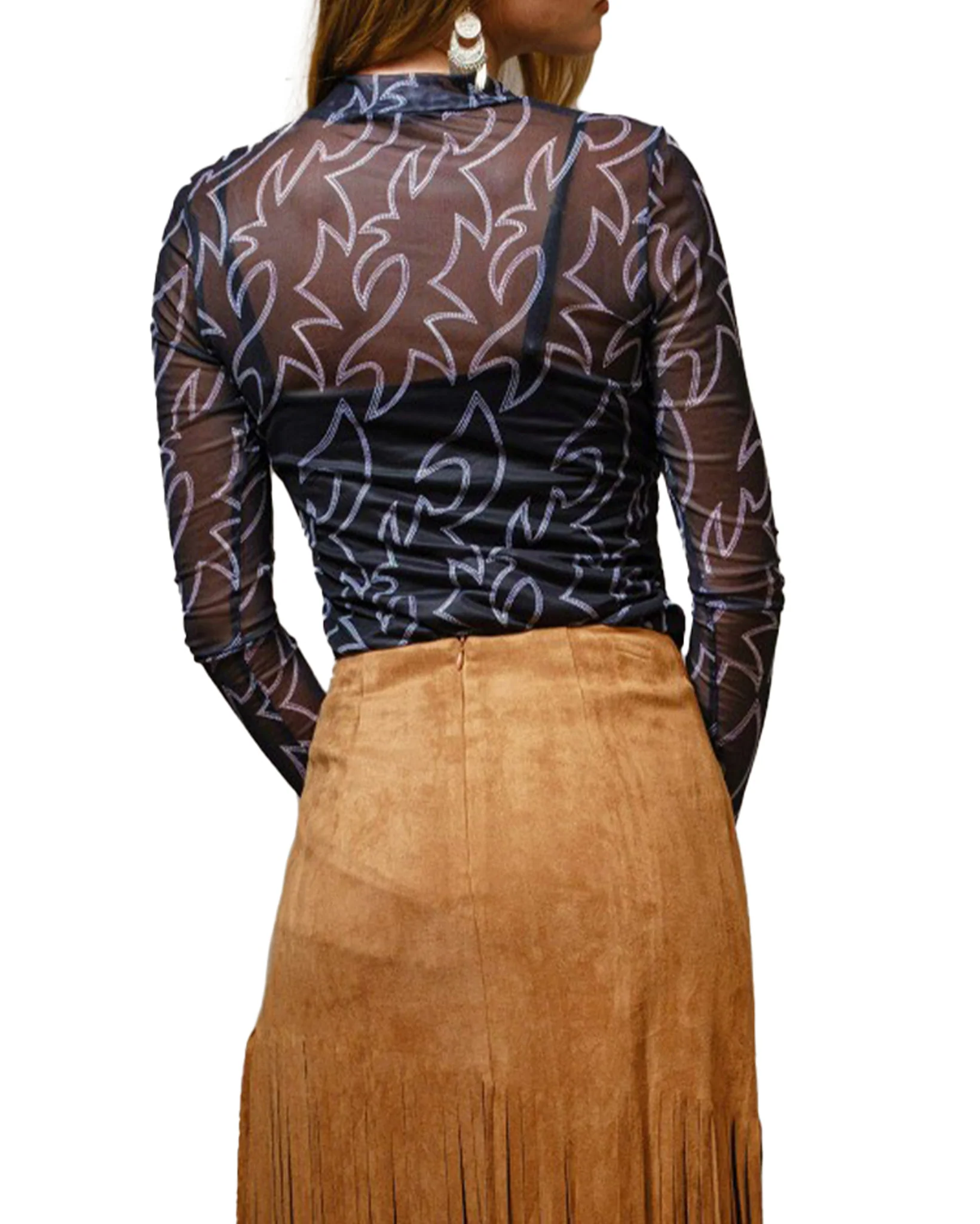 Women's Boot Stitch Mesh Fitted Top - Image 2