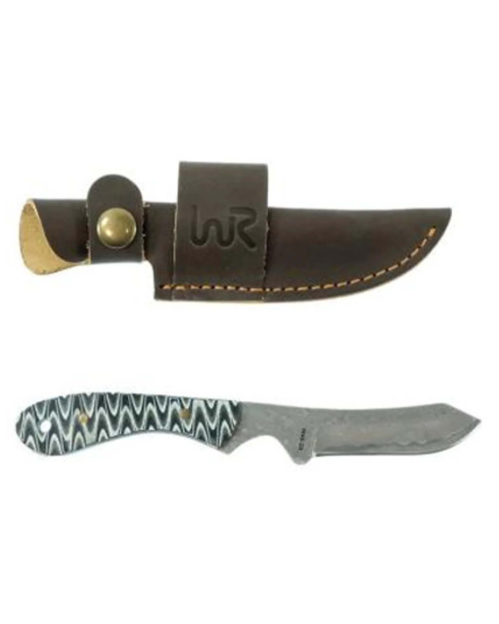 Brown Fang G10 Damascus Sendero Caper Knife - Wb46-28