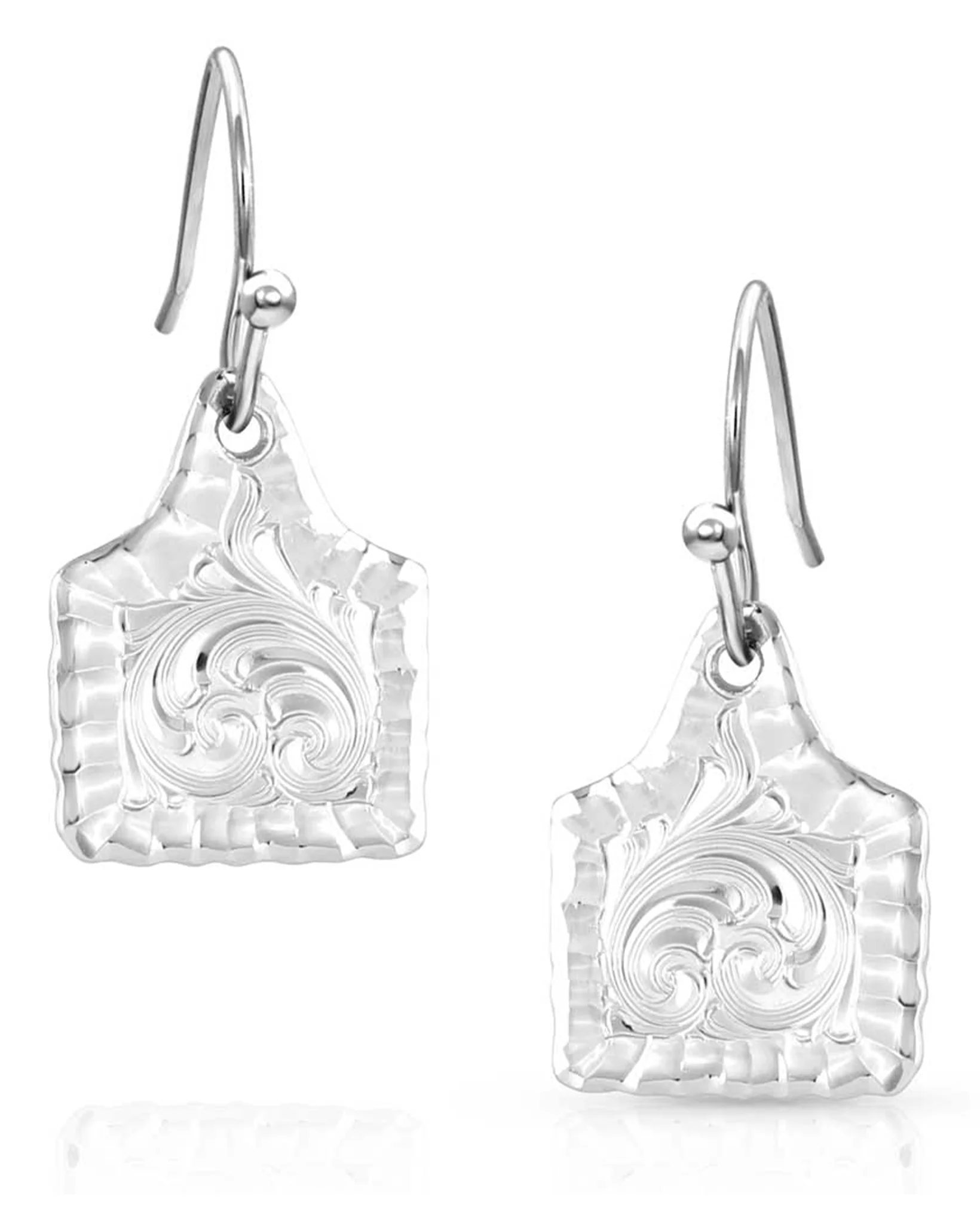 Chiseled Cow Tag Earrings