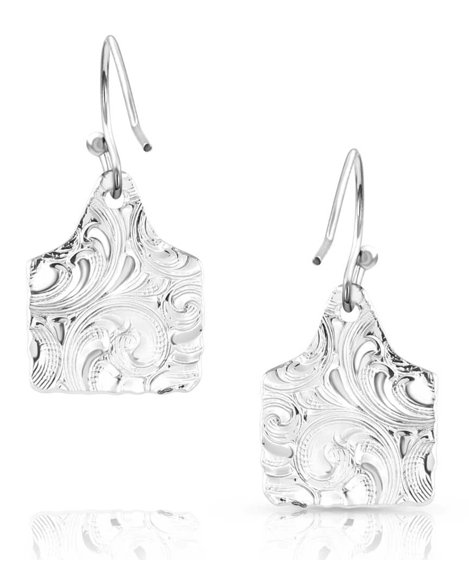 Chiseled Cow Tag Earrings - Image 3