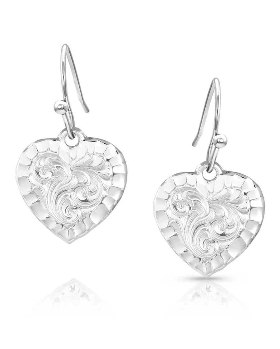 Women's Chiseled Heart Earrings - Image 2
