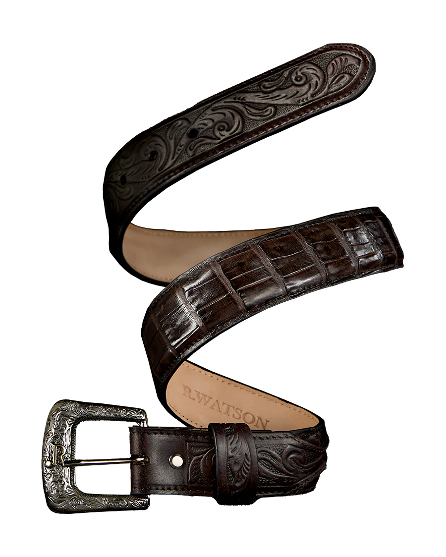 Men's Chocolate Glazed Caiman Belt