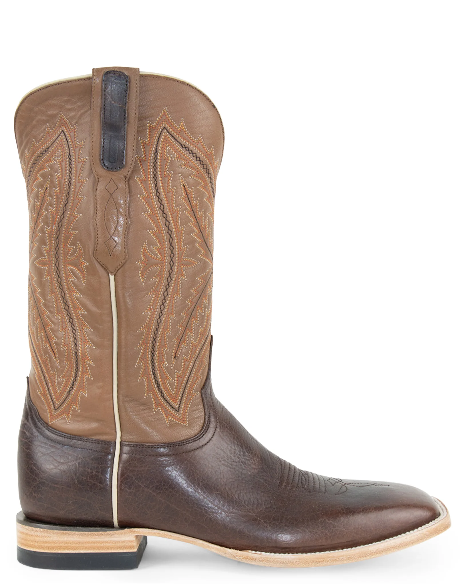 Men's Chocolate Bison Western Boots - Image 2