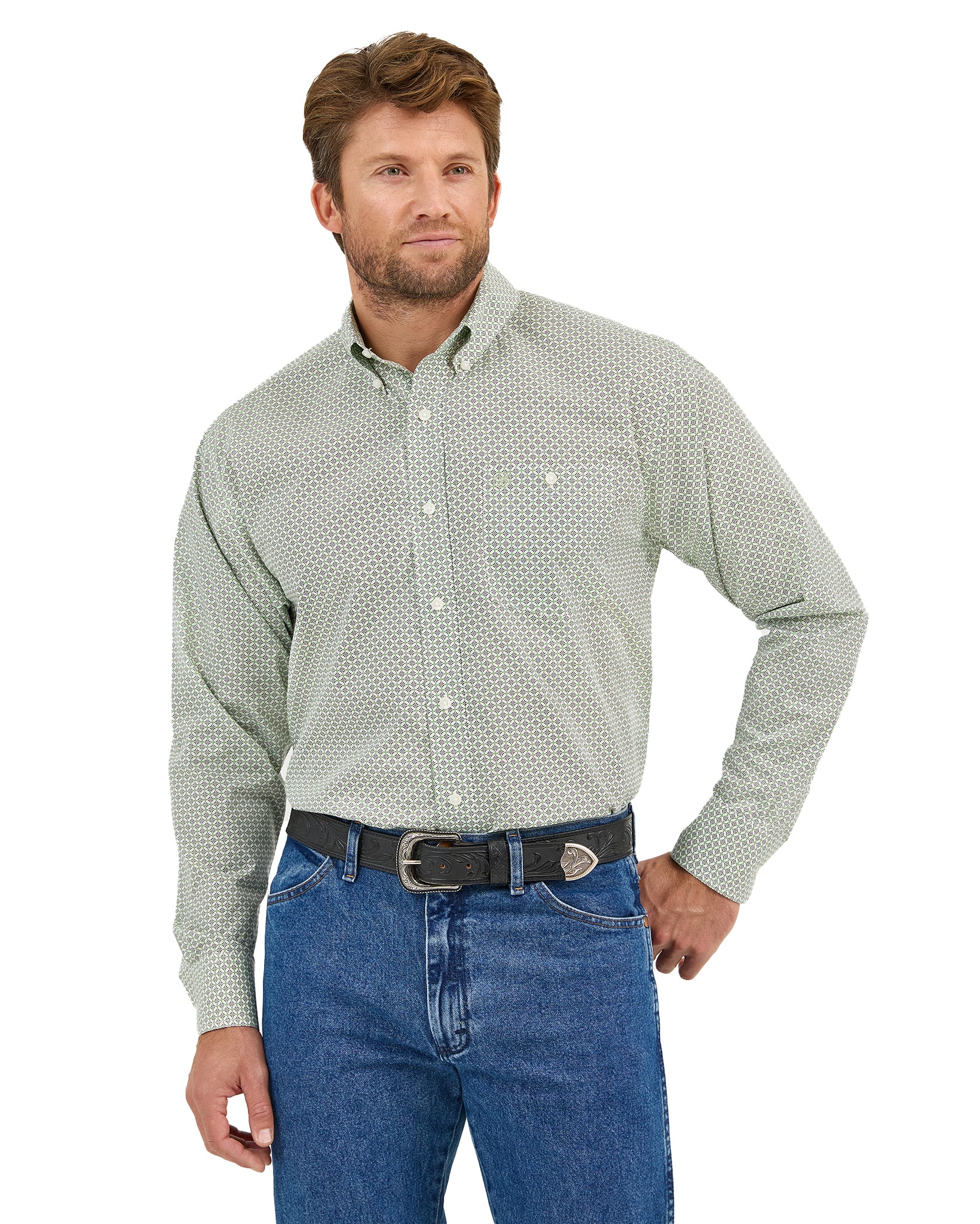 Men's Classic Geo Print Western Shirt