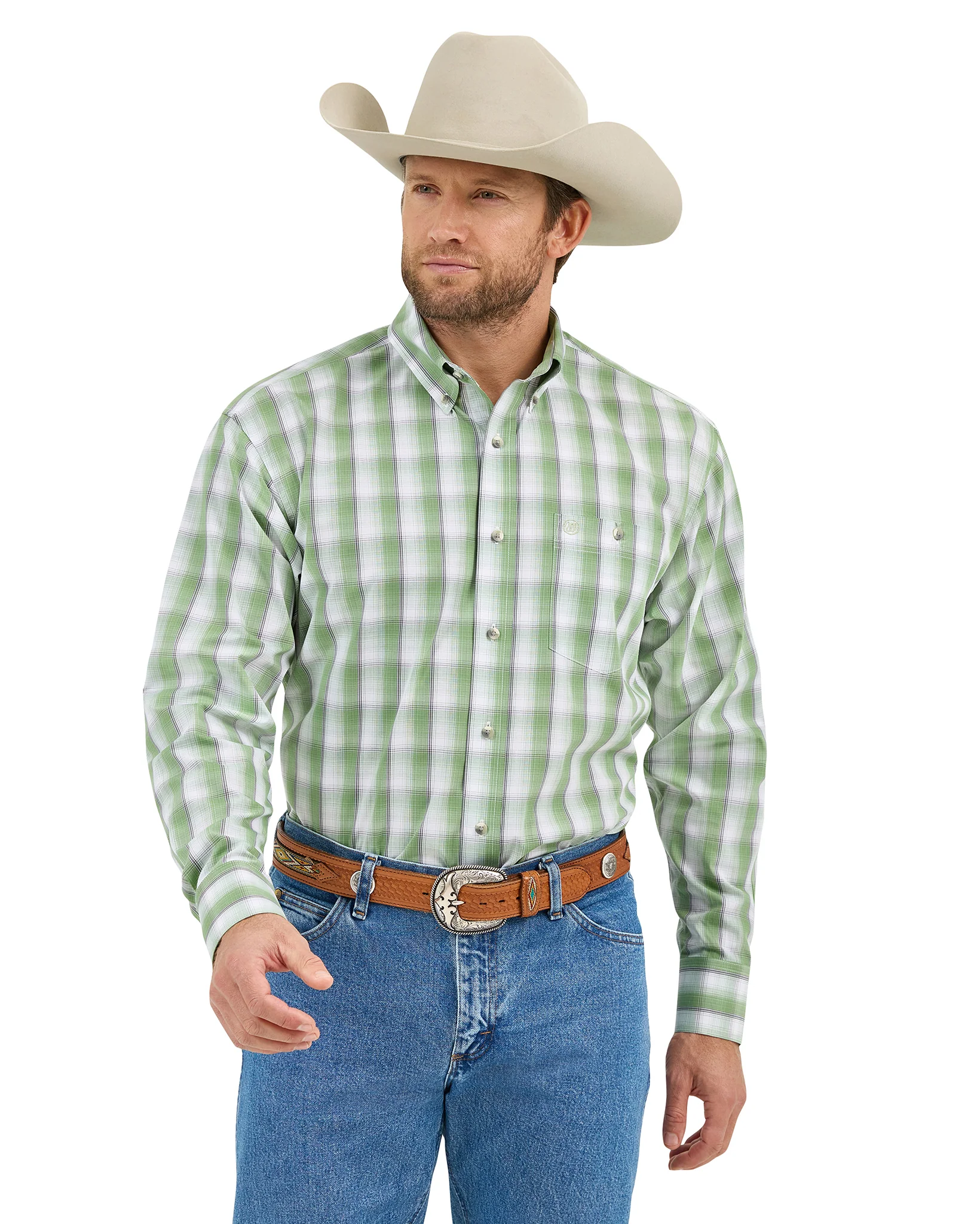 Men's Classic 1 Pocket Plaid Western Shirt