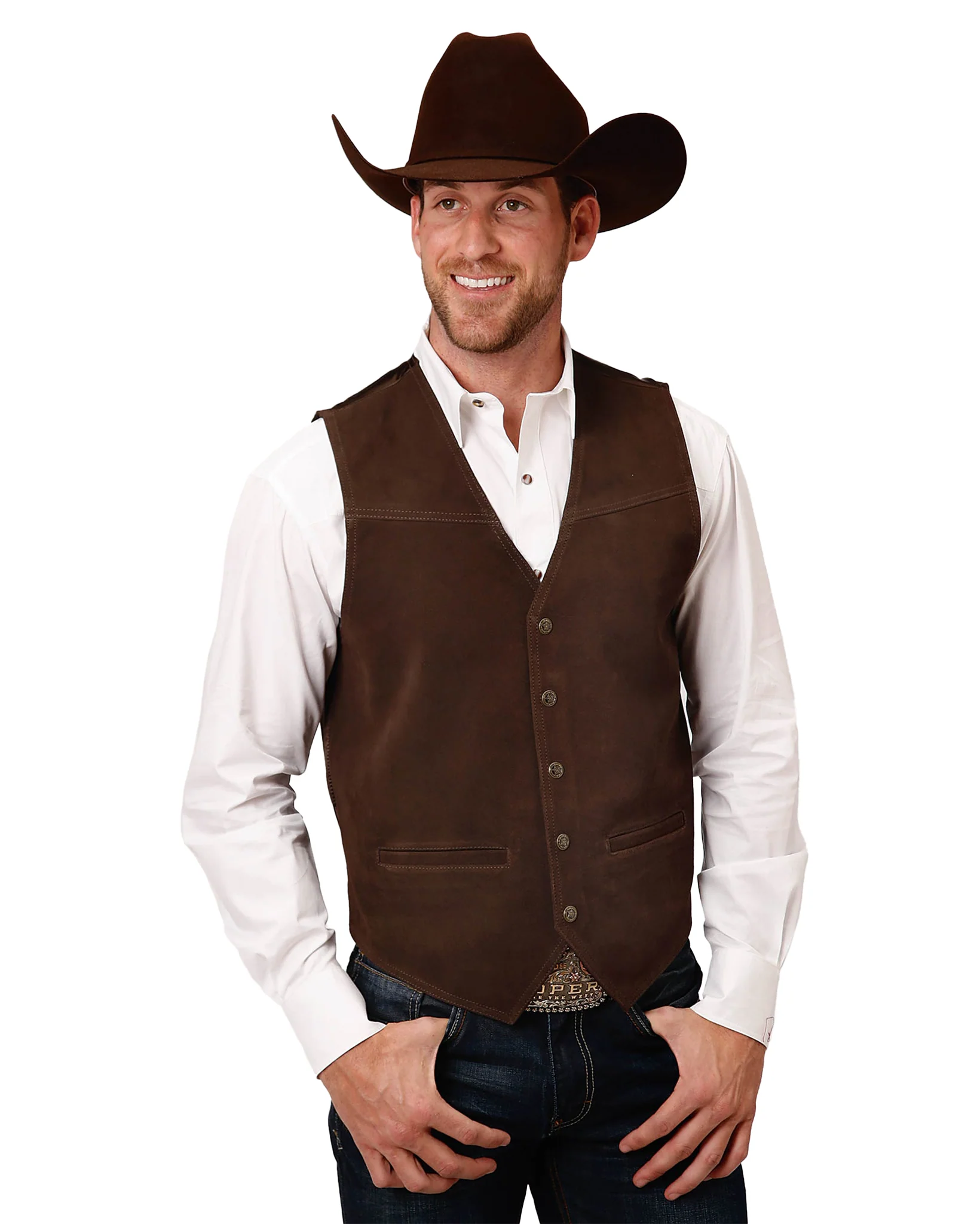 Men's Dark Brown Suede Vest