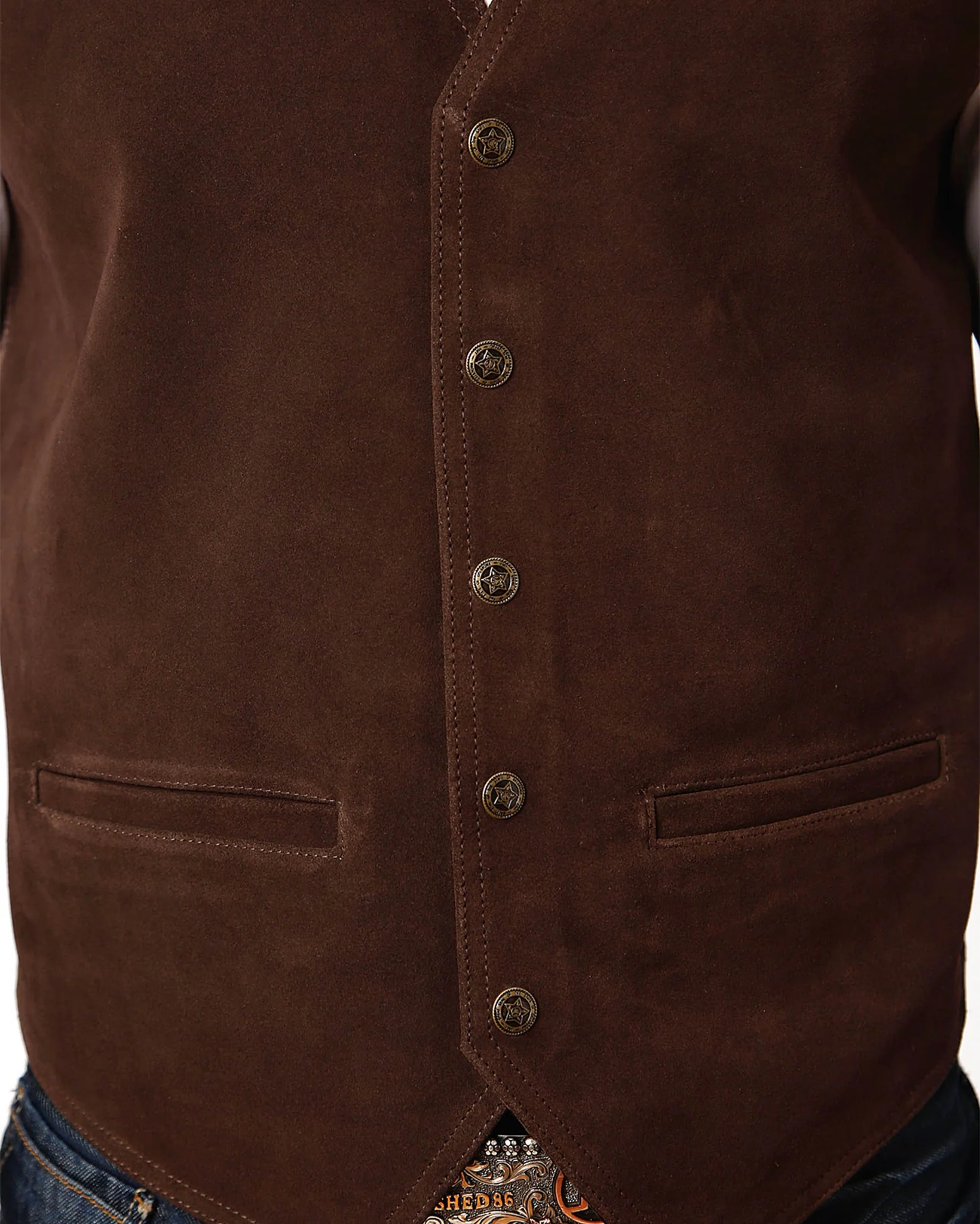 Men's Dark Brown Suede Vest - Image 3