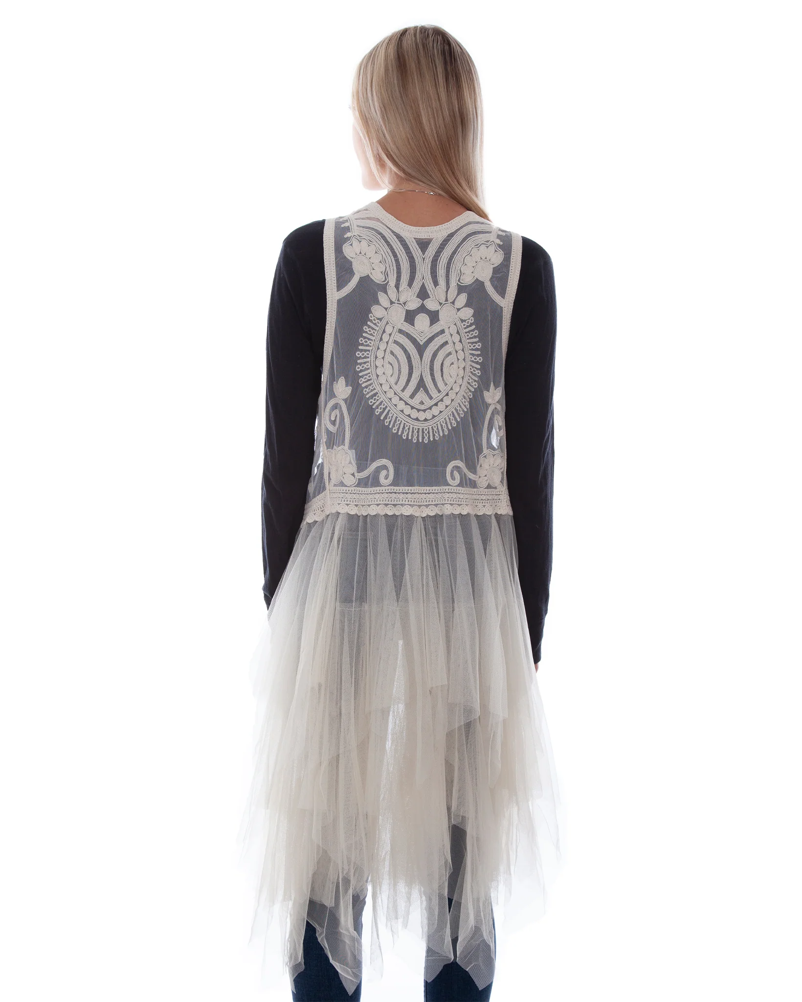 Women's Embroidered Tulle Layered Duster - Image 2