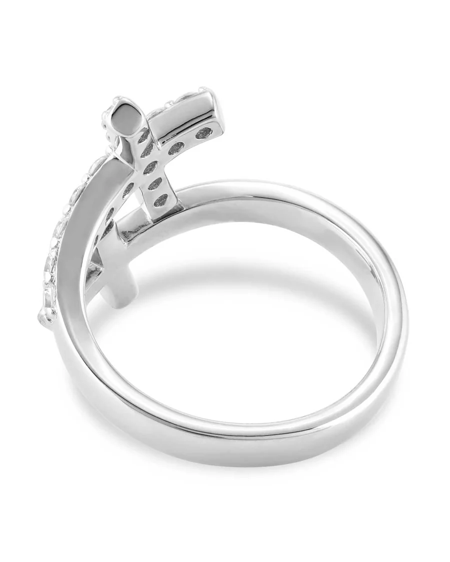 Women's Fearless Faith Crystal Cross Ring - Image 2