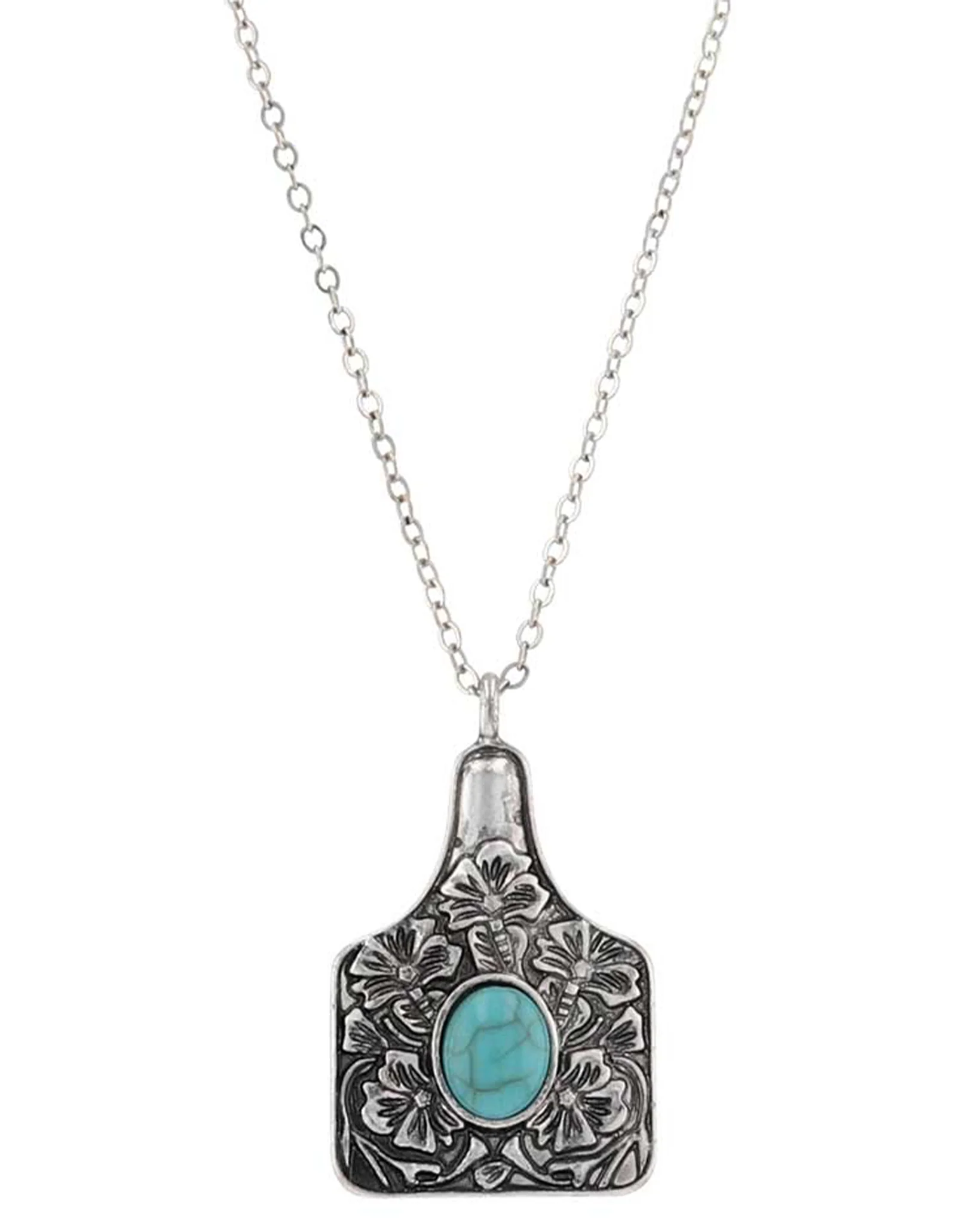 Floral Cowtag Attitude Necklace - Anc5929