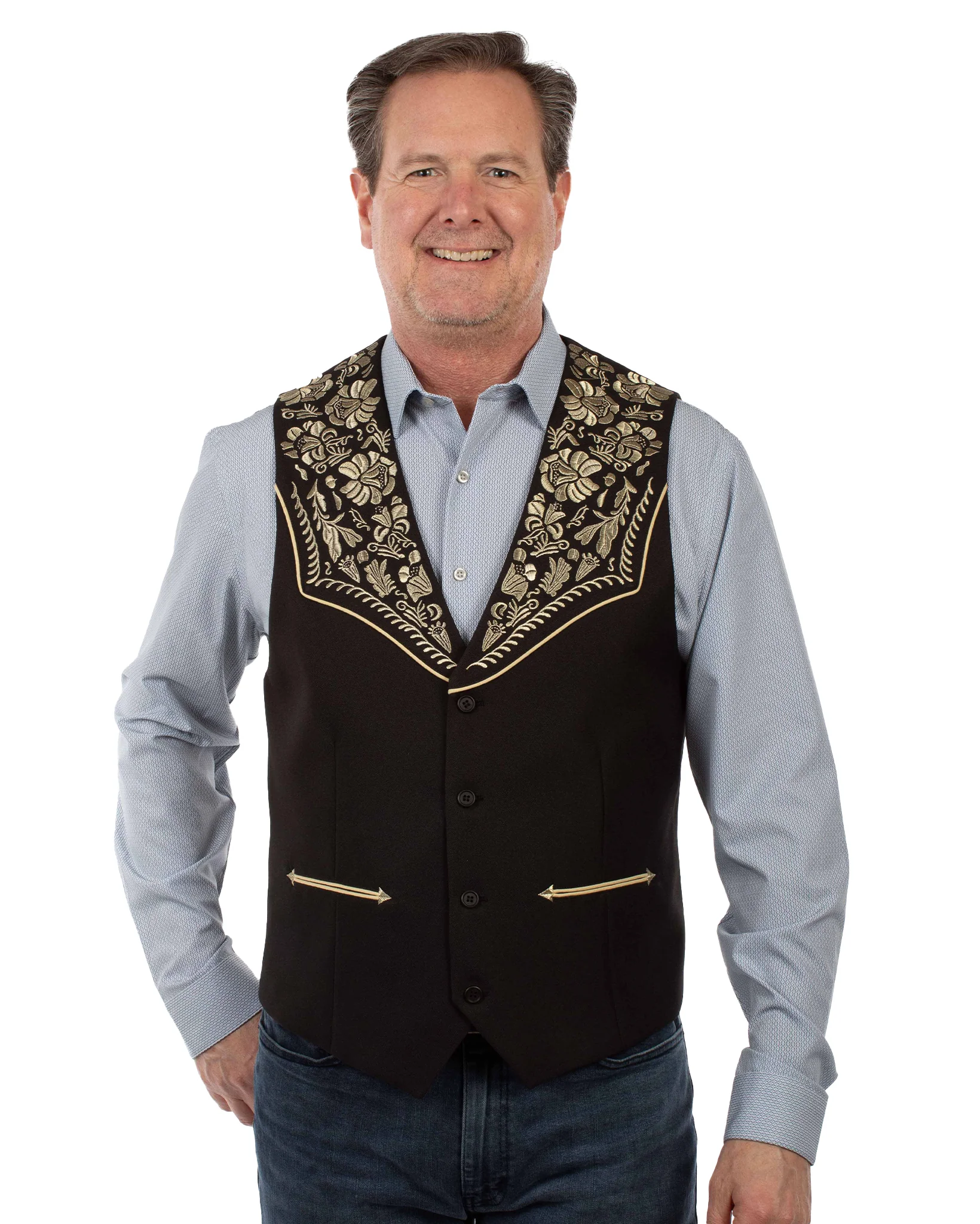 Men's Floral Tooled Vest