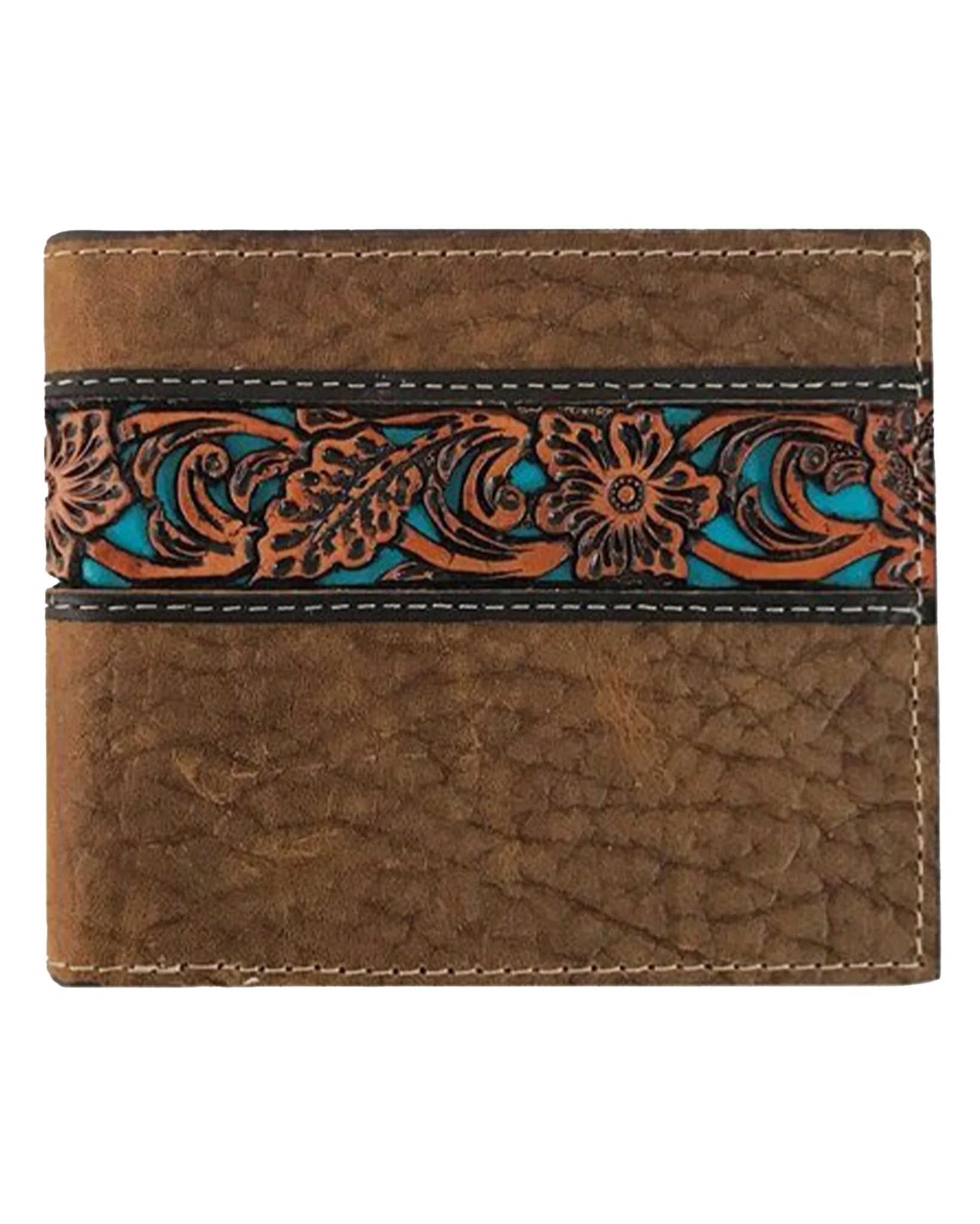 Genuine Leather Bi Fold Wallet With Pebble Grain Leather