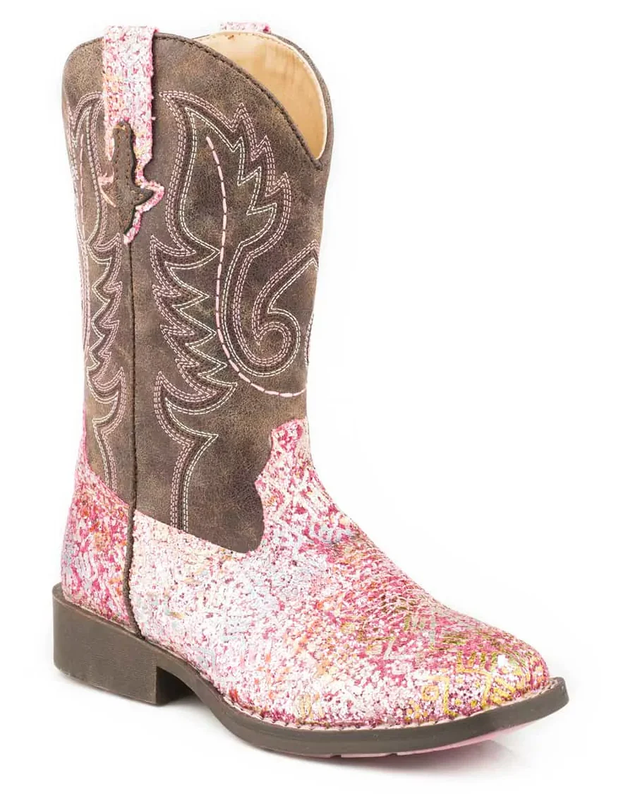 Girls' Pink Glitter Western Boots