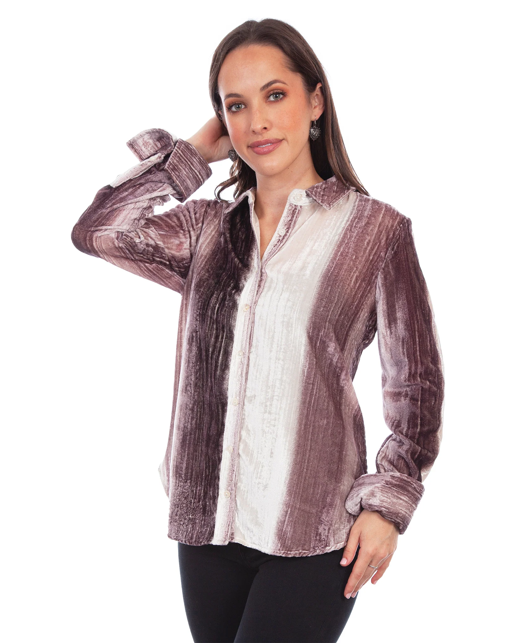 Women's Velvet French Cuffs Blouse