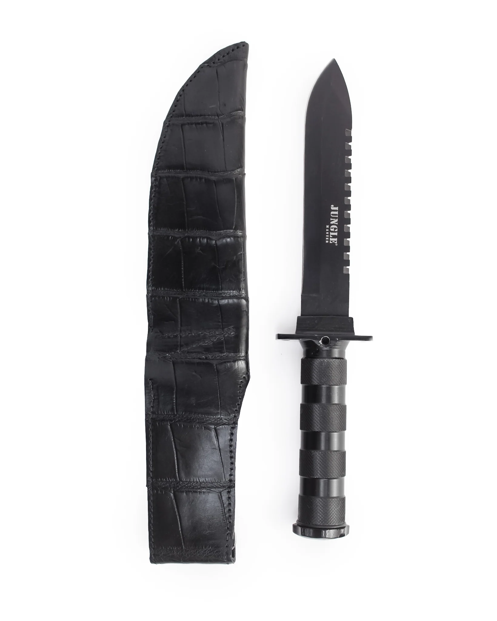 Large Alligator Knife Holster with Jungle Master Knife - Black