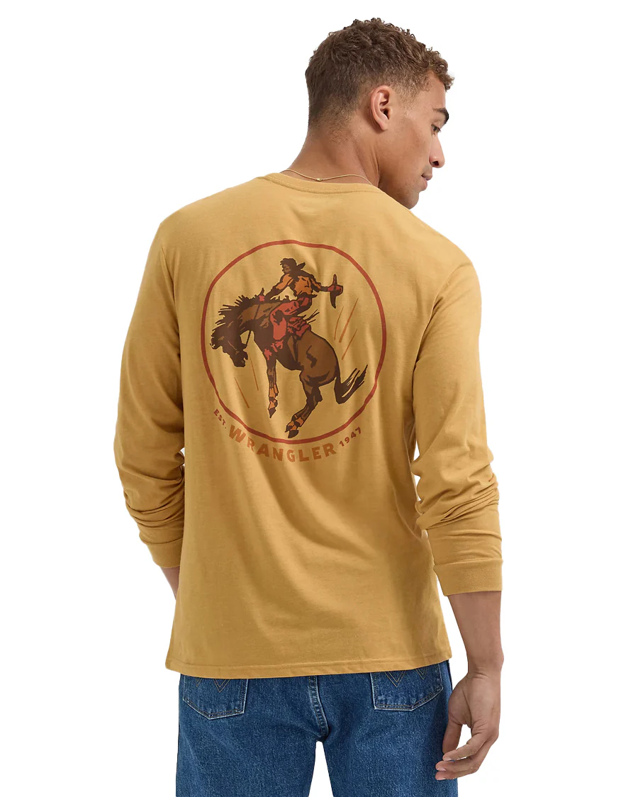 Men's Long Sleeve Cowboy Back Regular Fit T-Shirt