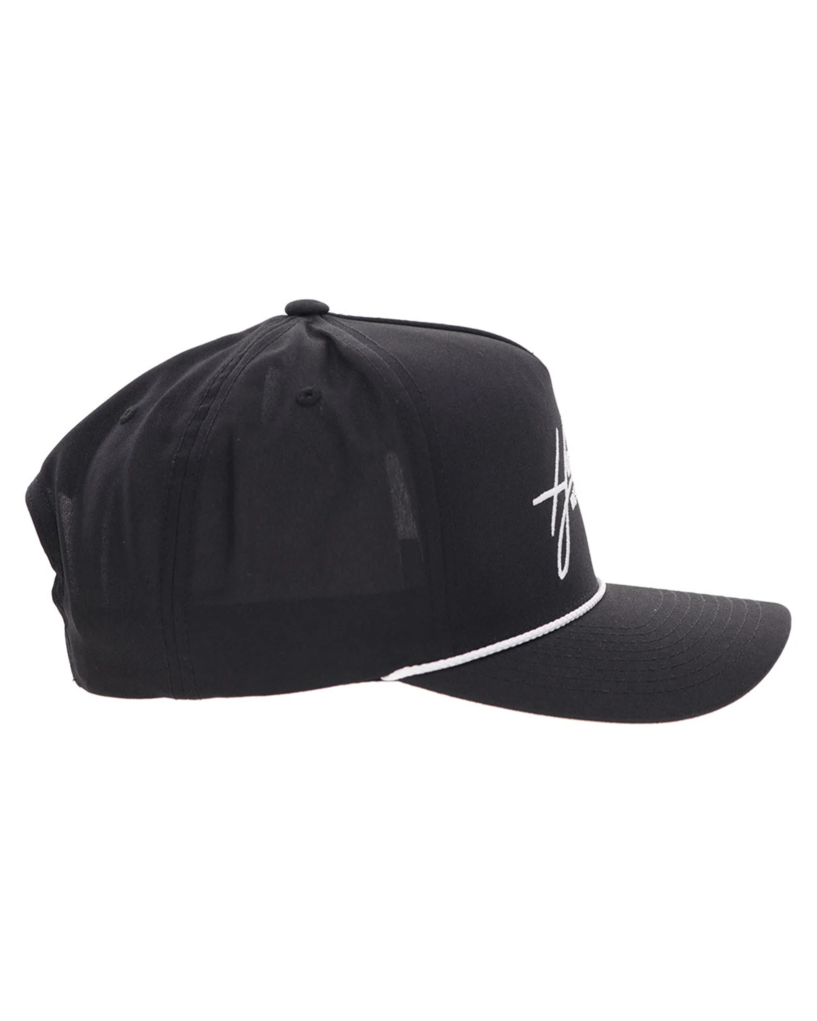 Mark Out Black 5-Panel Trucker With White Stitching - 2601T-Bk - Image 4