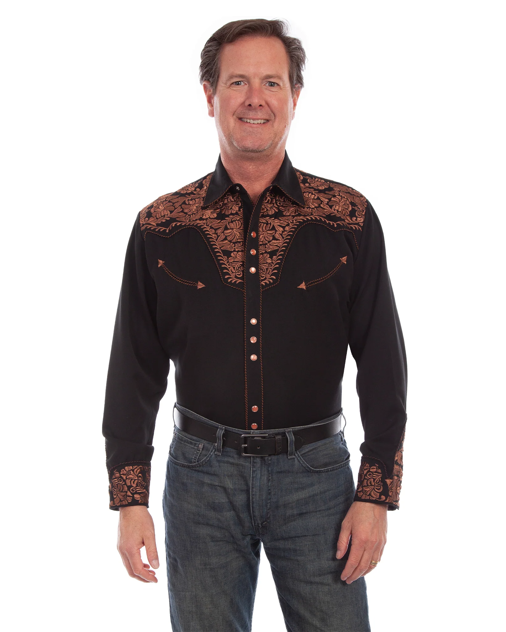 Men's Floral Embroidered Western Shirt
