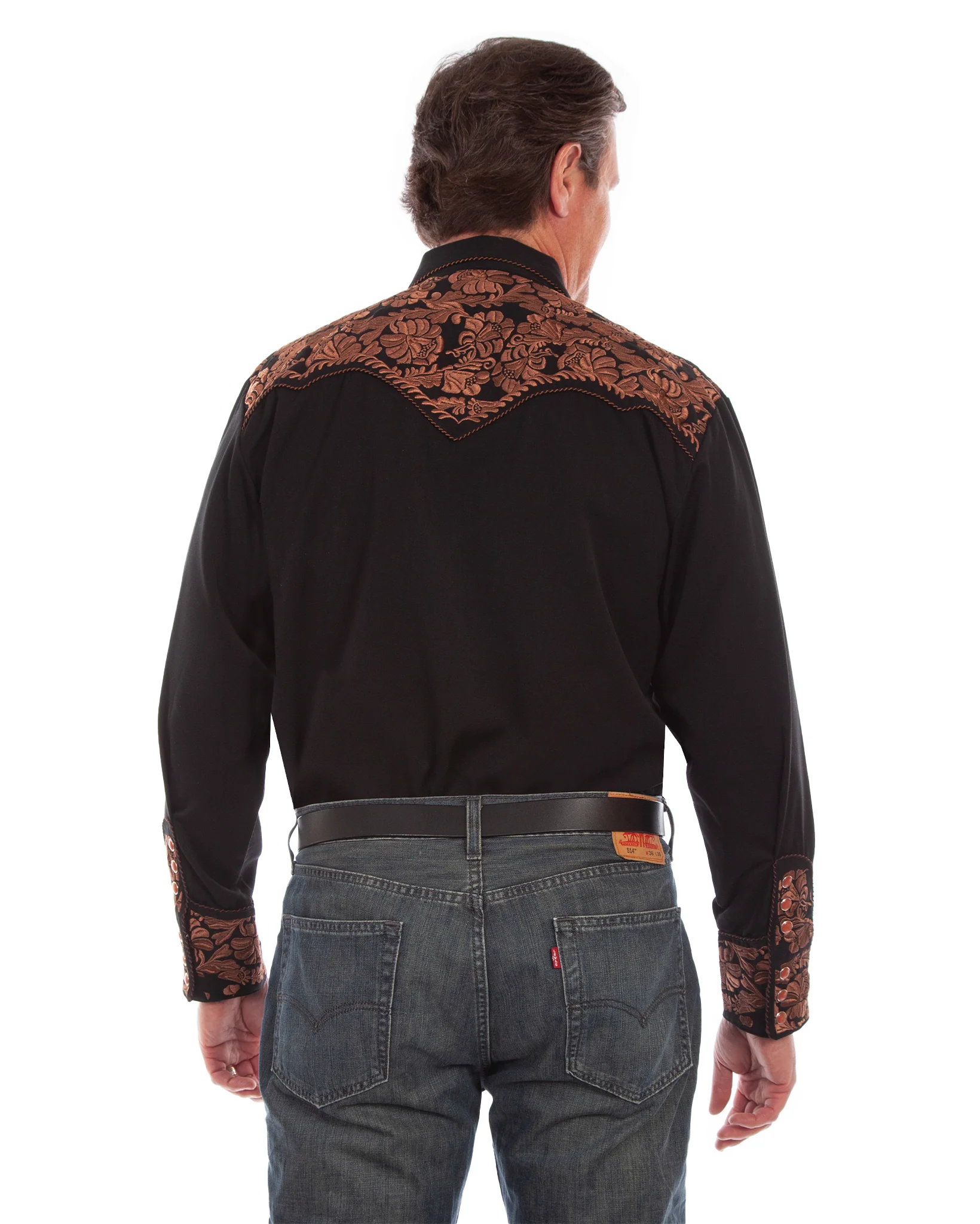 Men's Floral Embroidered Western Shirt - Image 2