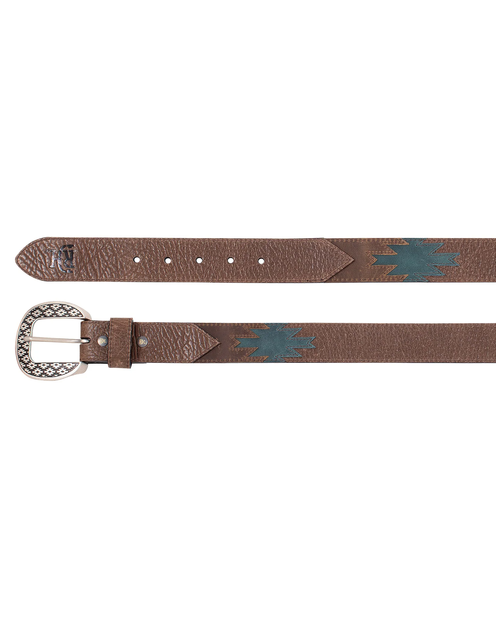 Men's Aztec Patch Genuine Leather Belt