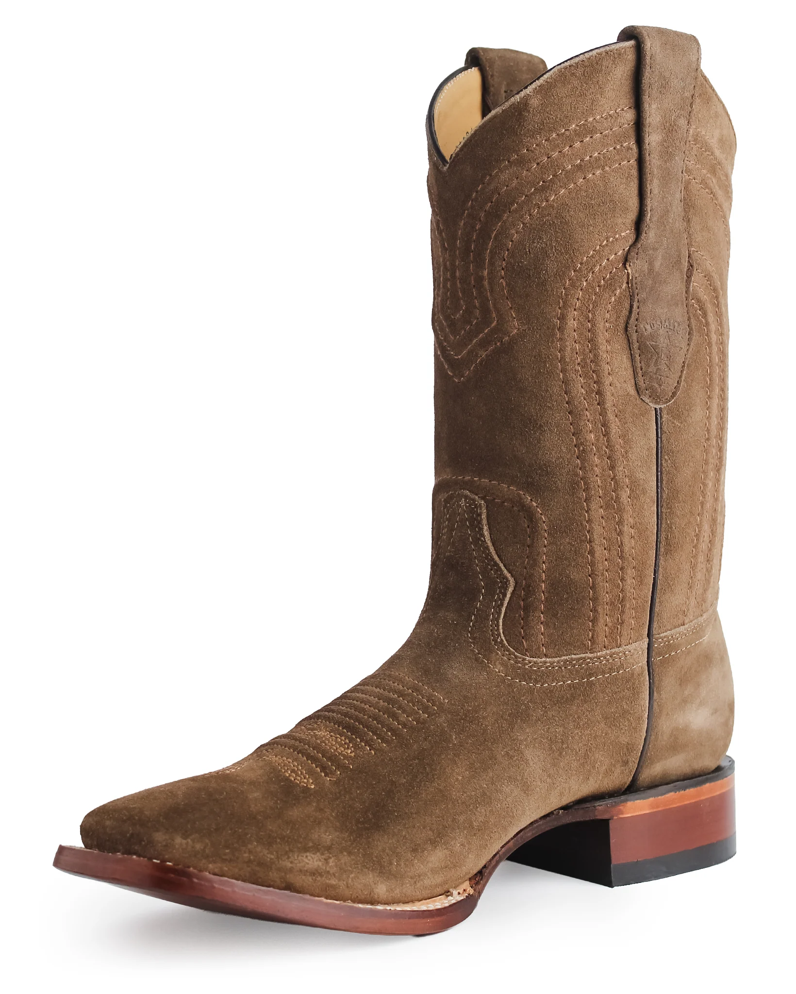 Men's Genuine Suede Wide Square Toe Western Boots - 8226660 - Image 7