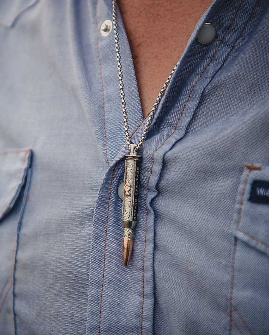 Men's I'll Cover You Sniper Bullet Necklace - Image 2