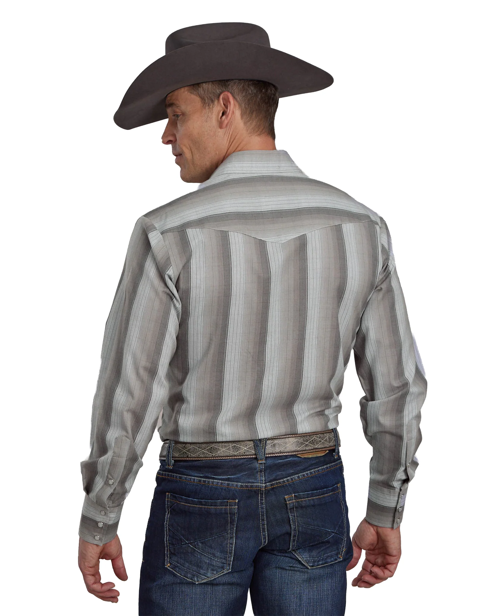 Mens Multi Grey Stripe Long Sleeve Snap Western Shirt - 01-001-0044-0650 Gy - Image 2