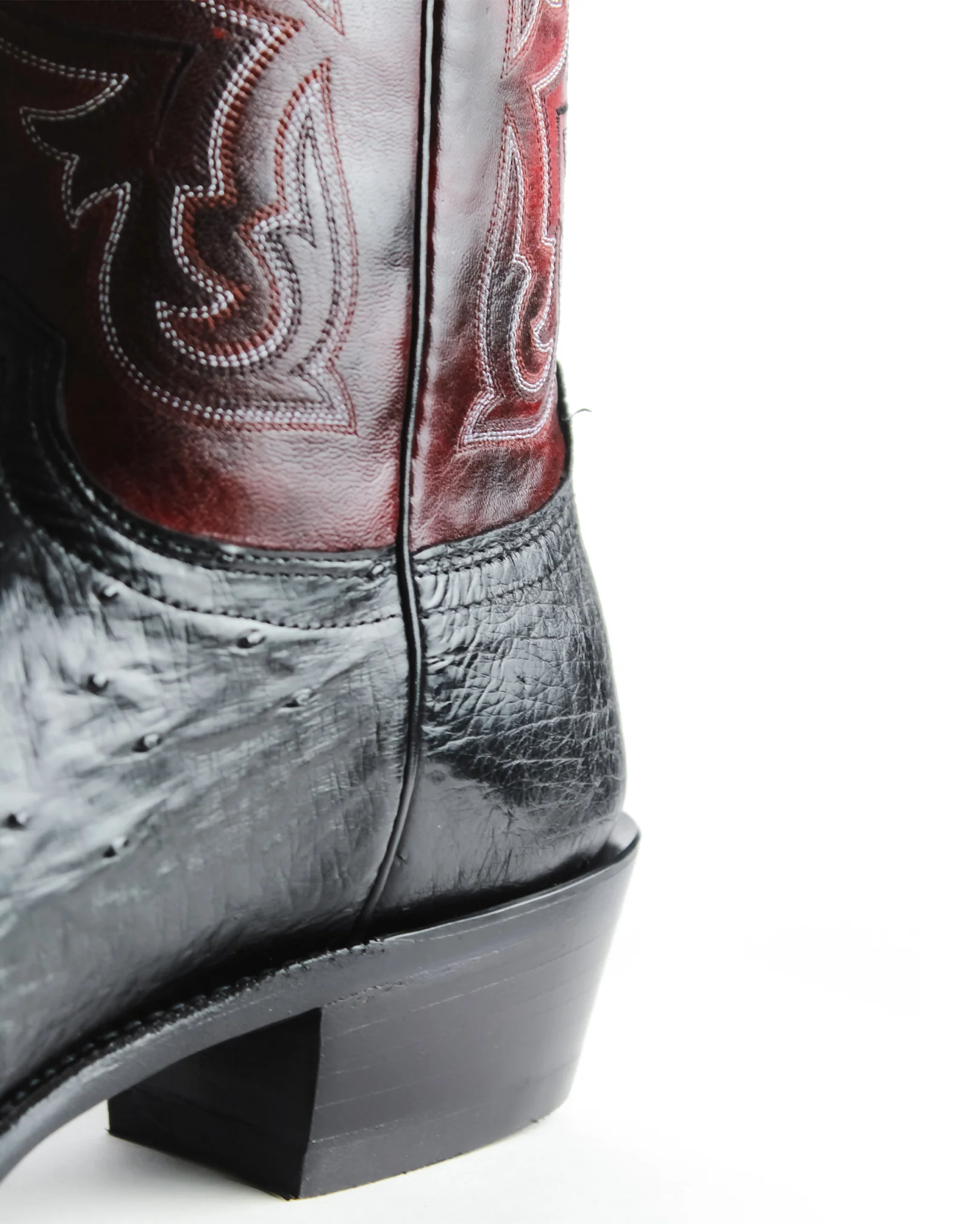 Mens Nathan Smooth Ostrich Boots - Black Cherry - Image 8