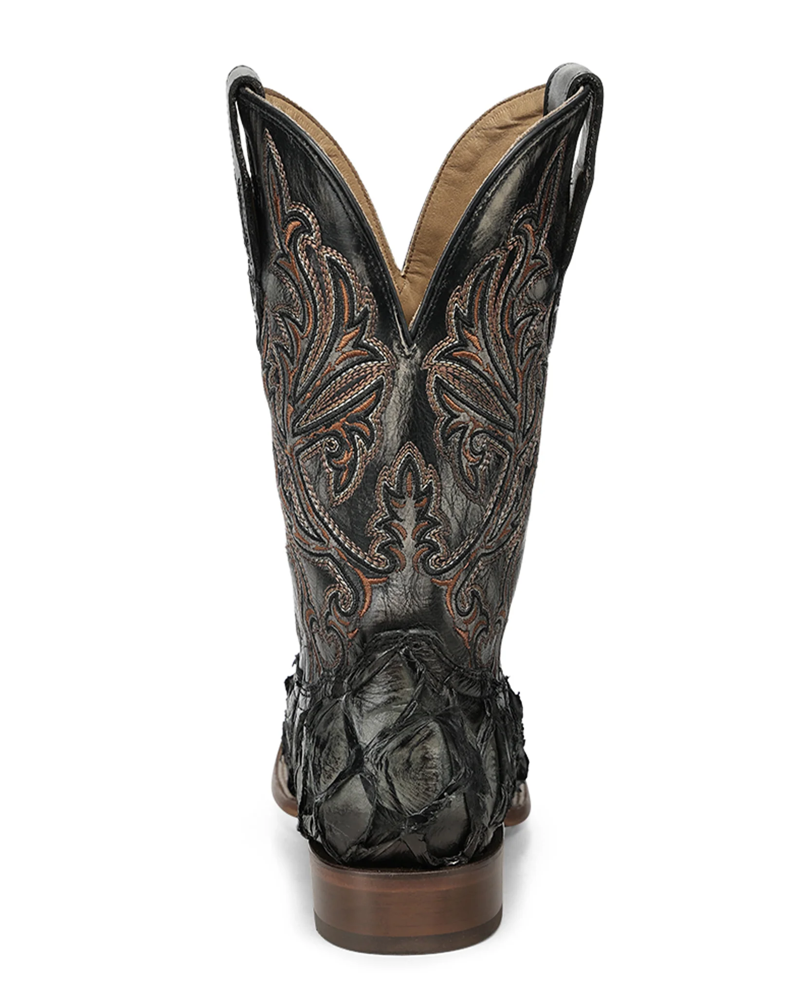 Men's Olive Green Pirarucu Embroidery Wide Square Toe Western Boots - A5055 - Image 4