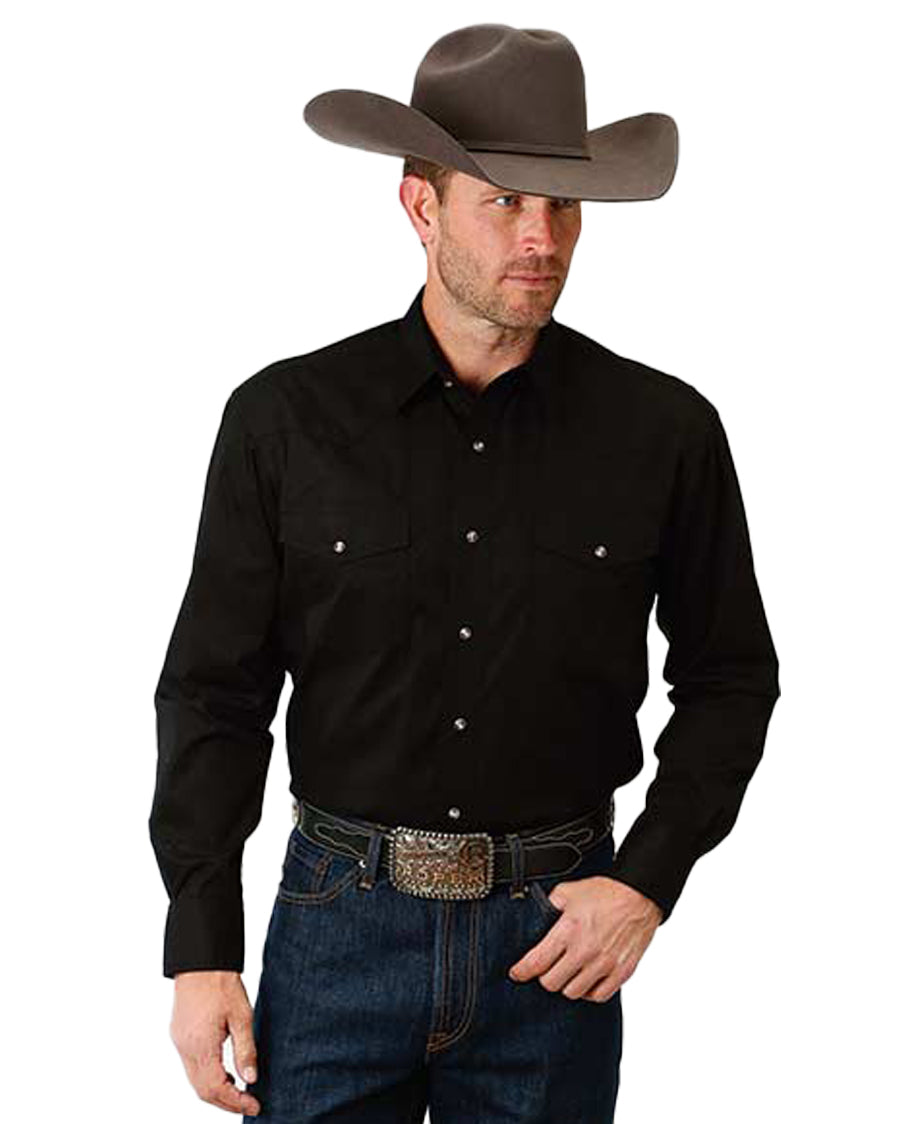 Men's Solid Poplin Long Sleeve Western Shirt