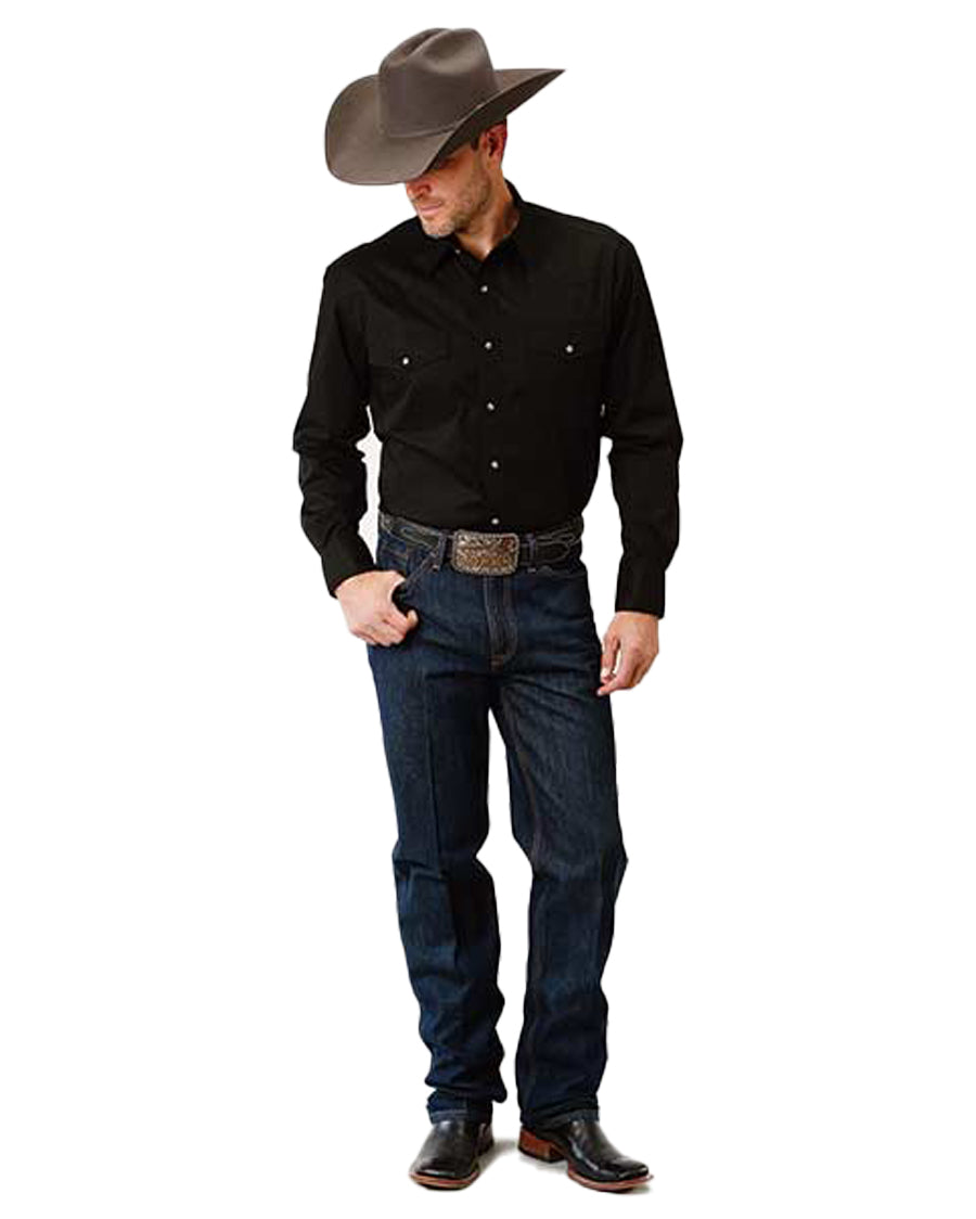 Men's Solid Poplin Long Sleeve Western Shirt - Image 2