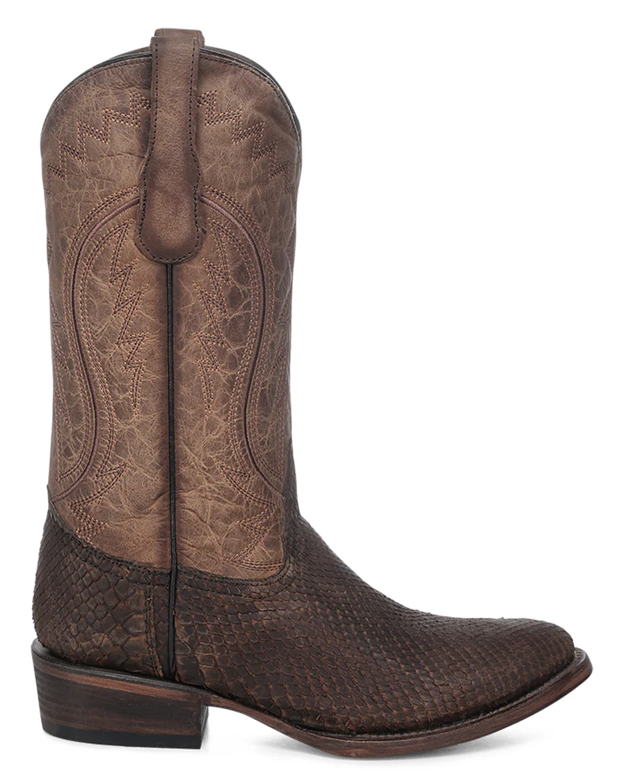 Men's Exotic Embroidered Round Toe Western Boots - L8028 - Image 4