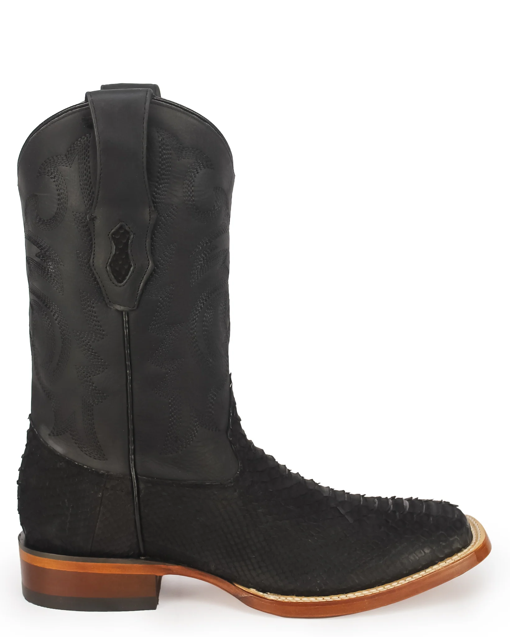 Men's Sueded Exotic Wide Square Toe Western Boots - Image 2