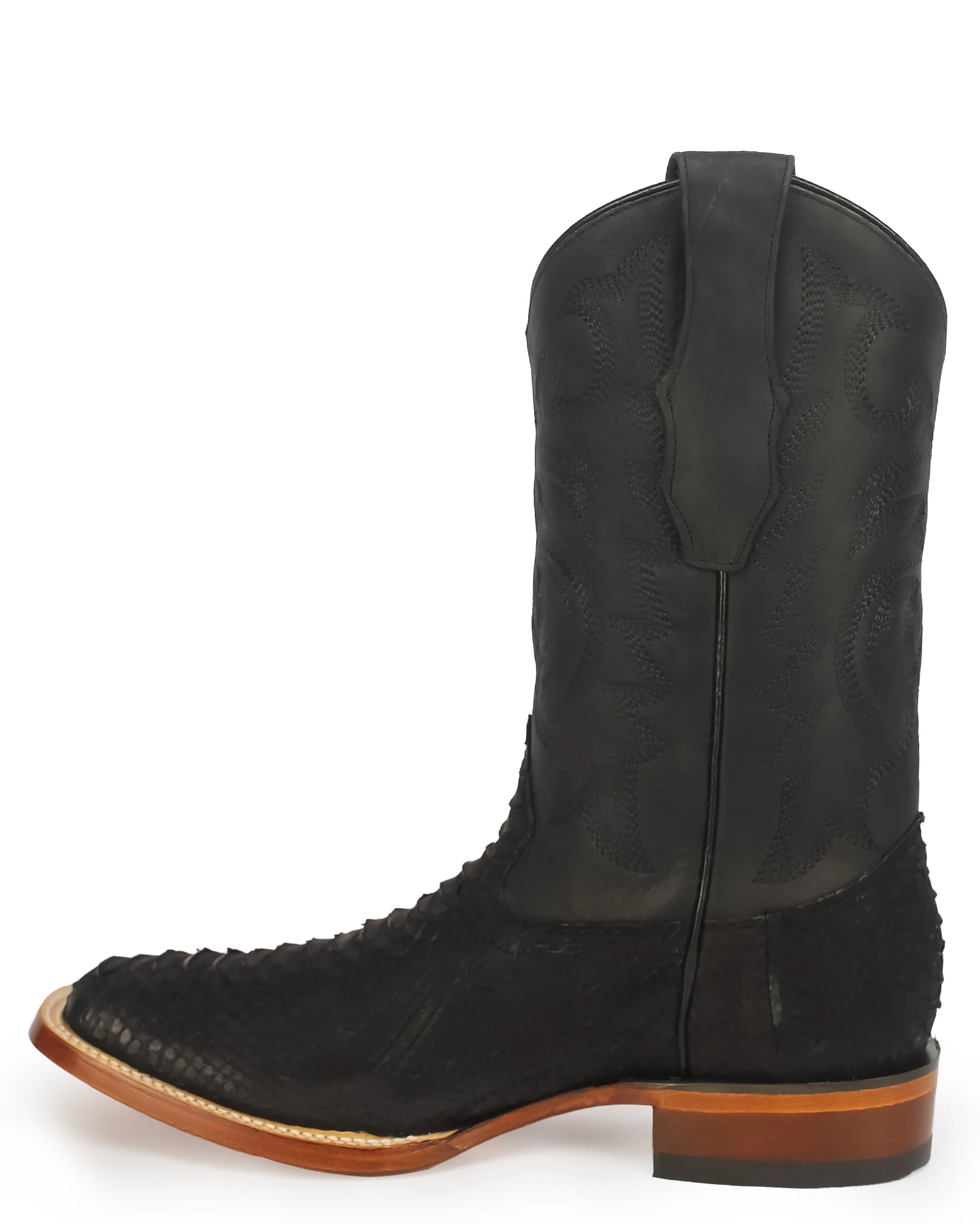 Men's Sueded Exotic Wide Square Toe Western Boots - Image 3