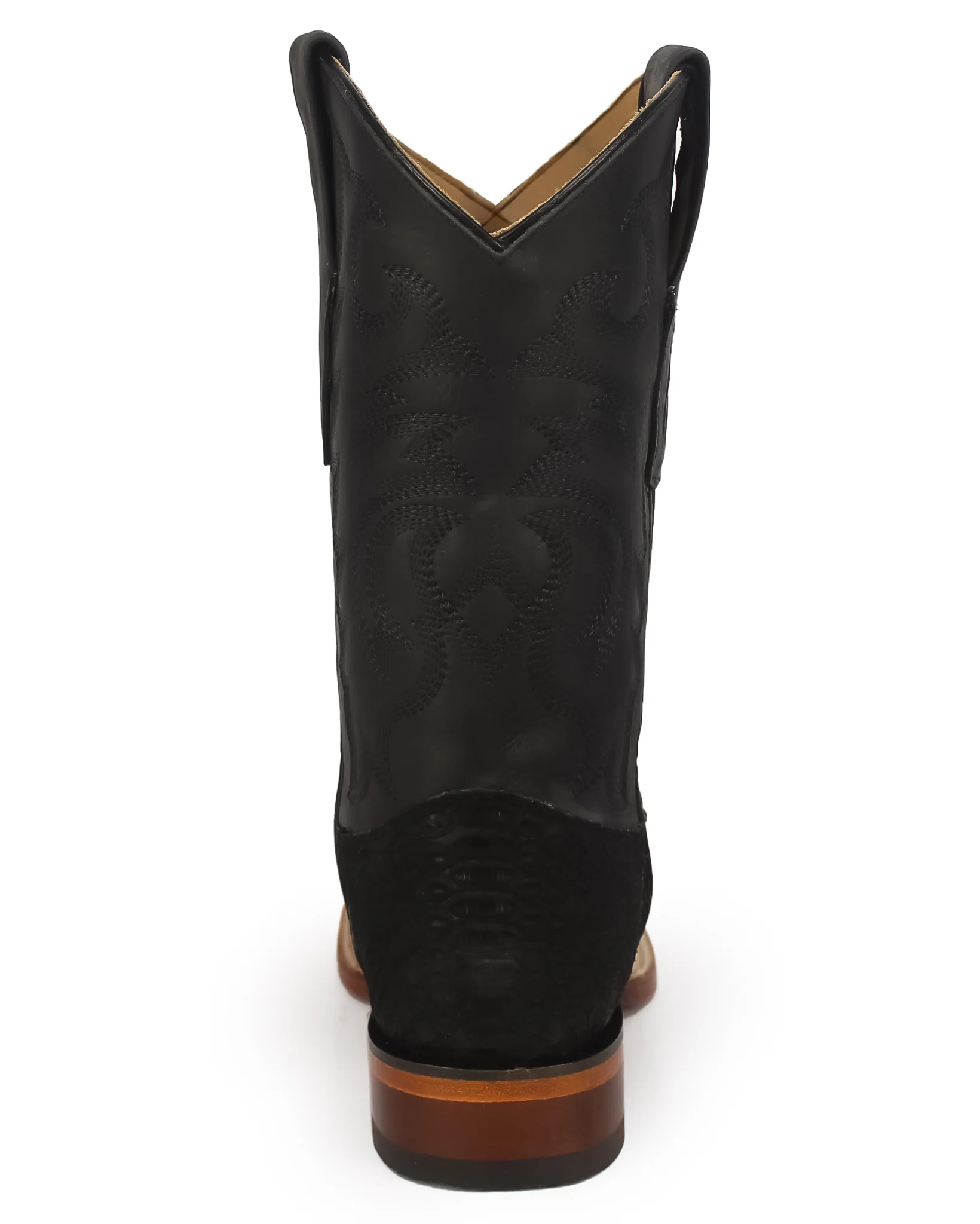 Men's Sueded Exotic Wide Square Toe Western Boots - Image 5