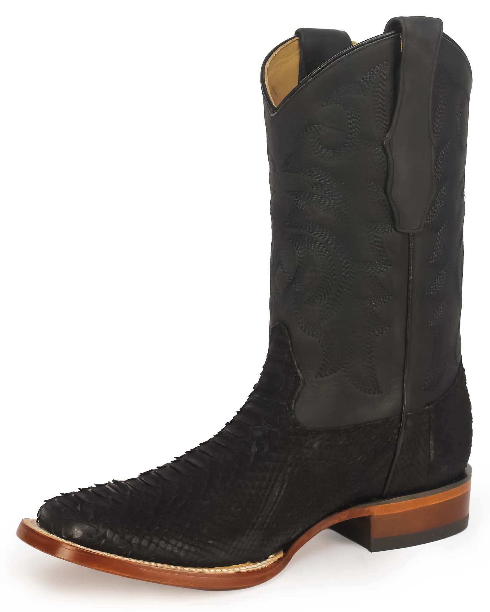 Men's Sueded Exotic Wide Square Toe Western Boots - Image 8