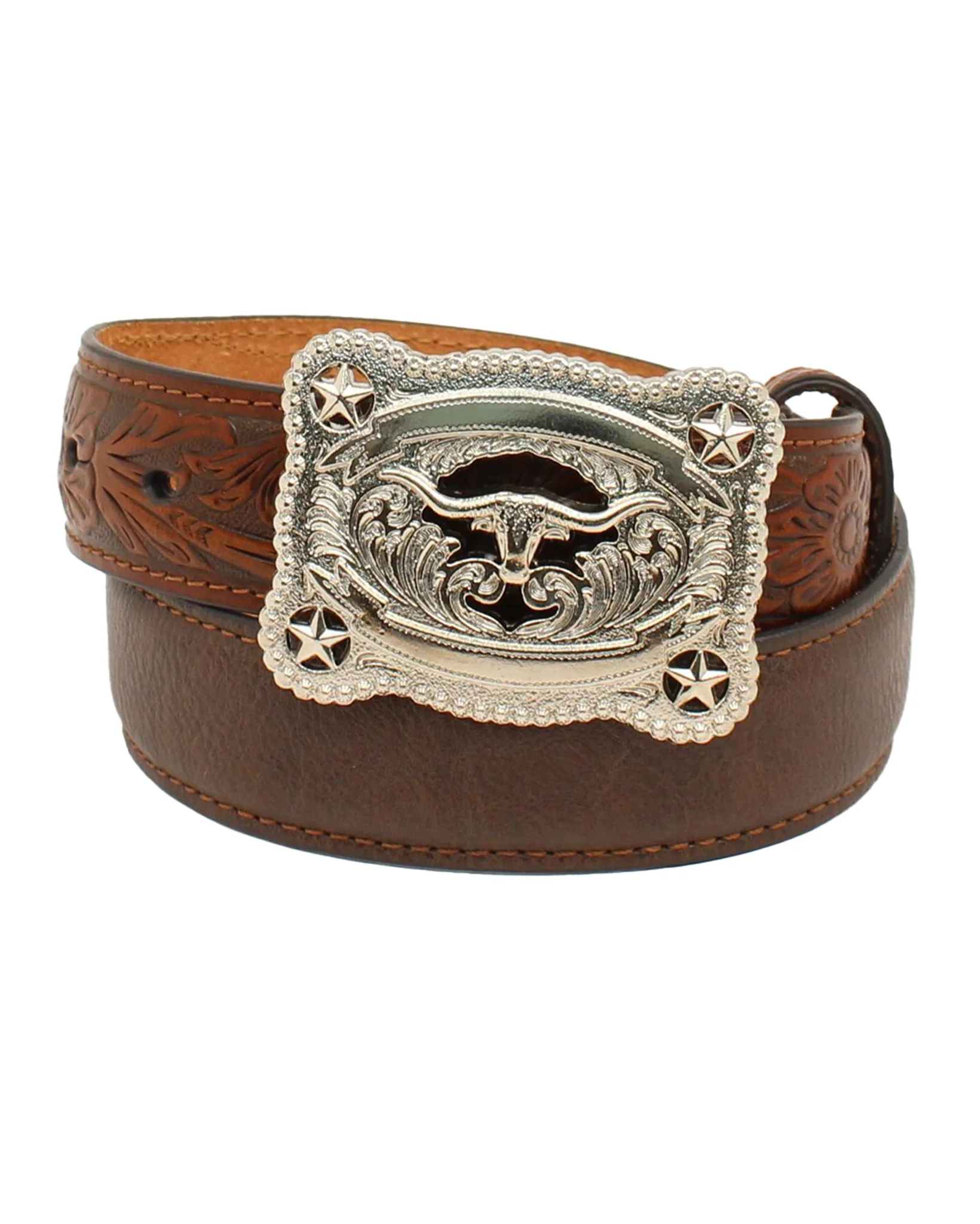Kids' Brown Tooled Belt